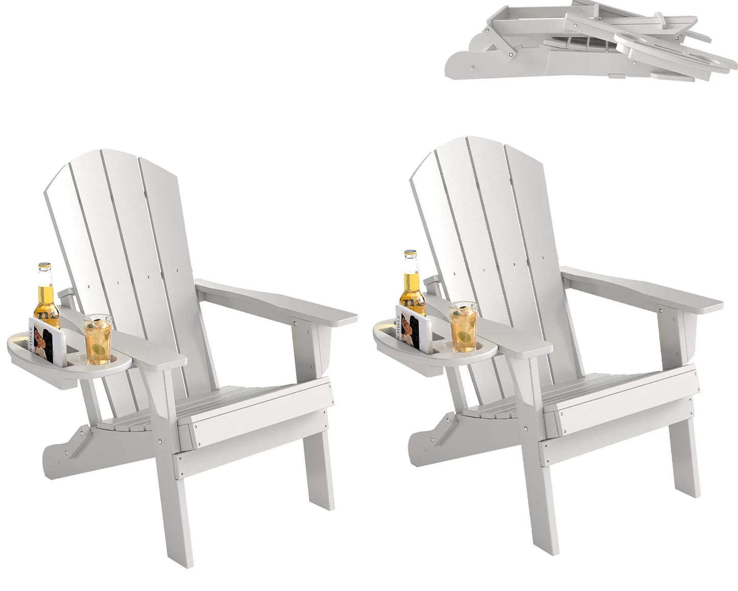 Foowin Folding Adirondack Chair Weather Resistant HDPE Cup Holder Outdoor