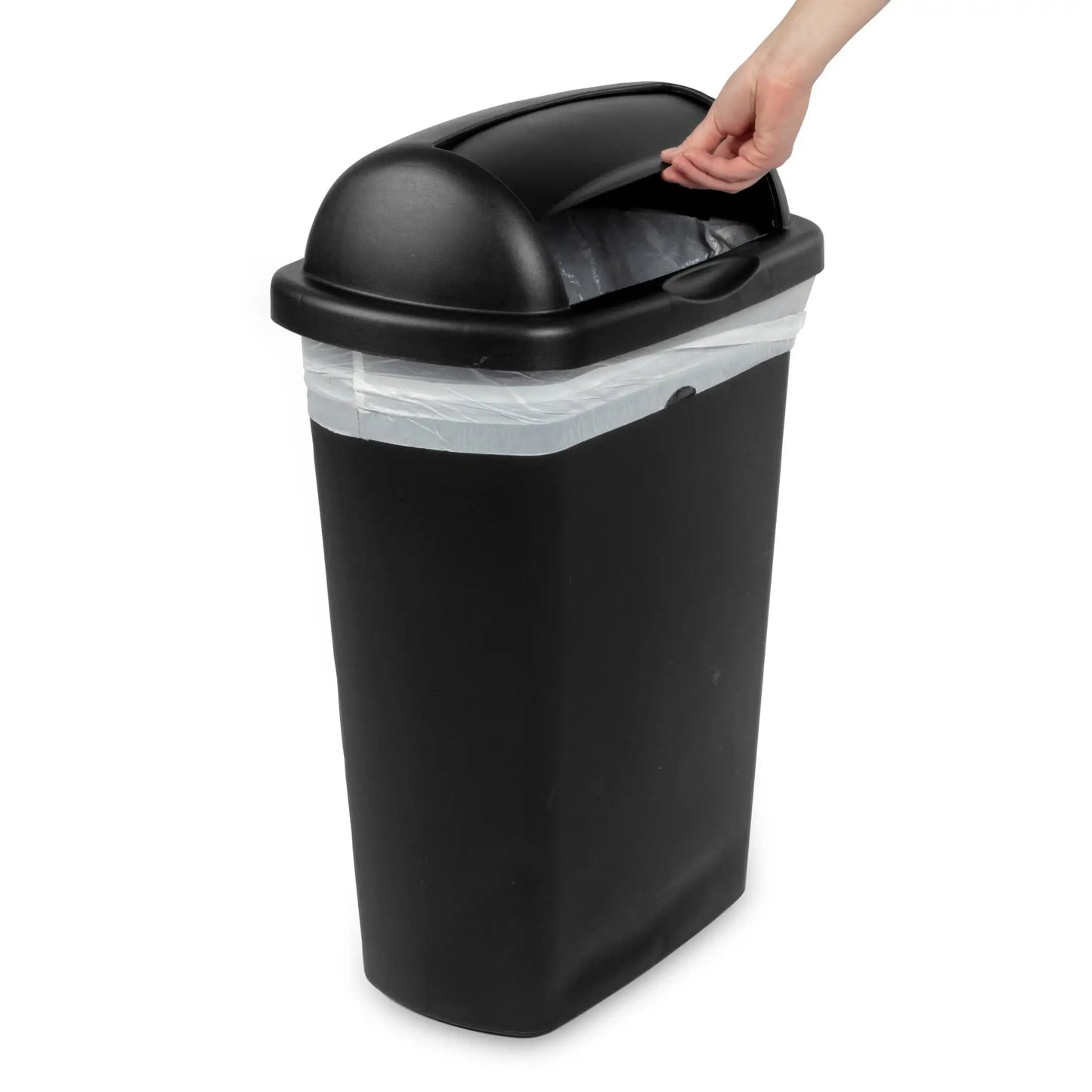 Rectangular Plastic Kitchen Trash Can With Roll Top Lid