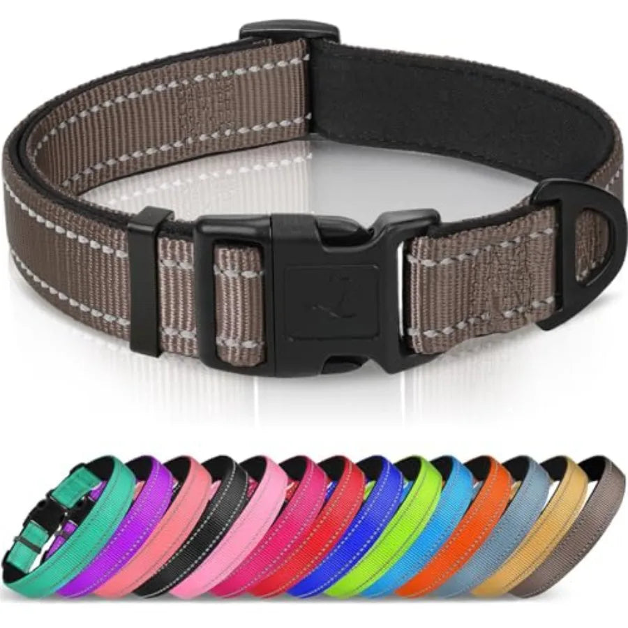 Reflective Dog Collar With Soft Neoprene Padding And D Ring