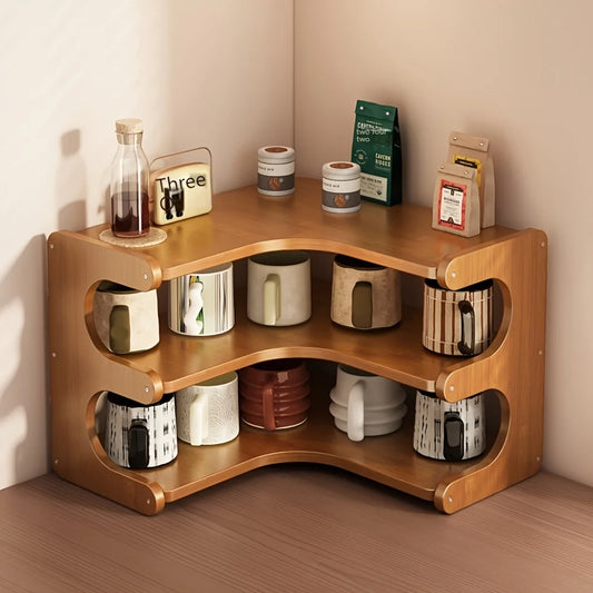 Multi-Tier Bamboo Corner Desk Shelf Organizer For Plants And Books