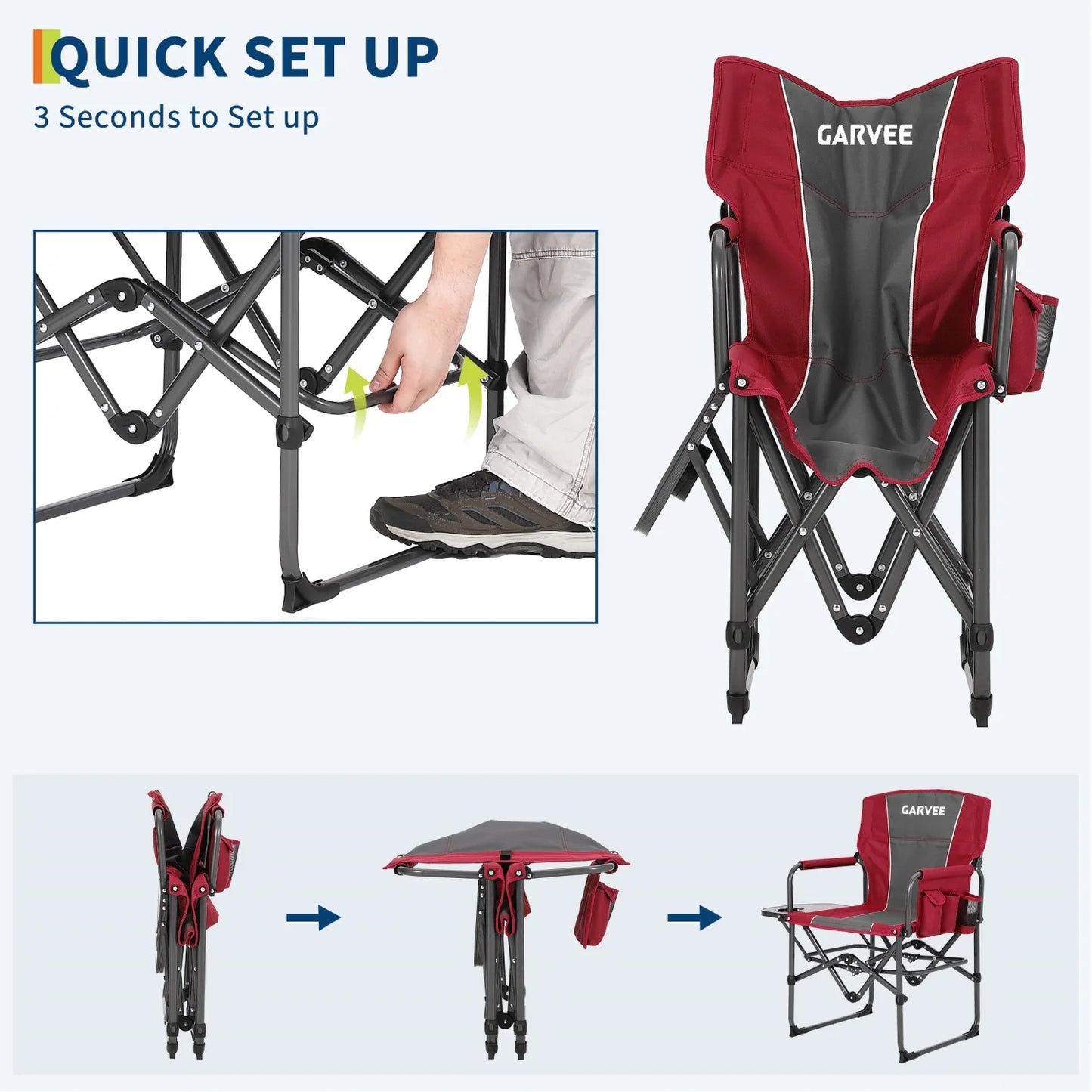 HiMISS Oversized Heavy Duty Folding Directors Chair With Cup Holder