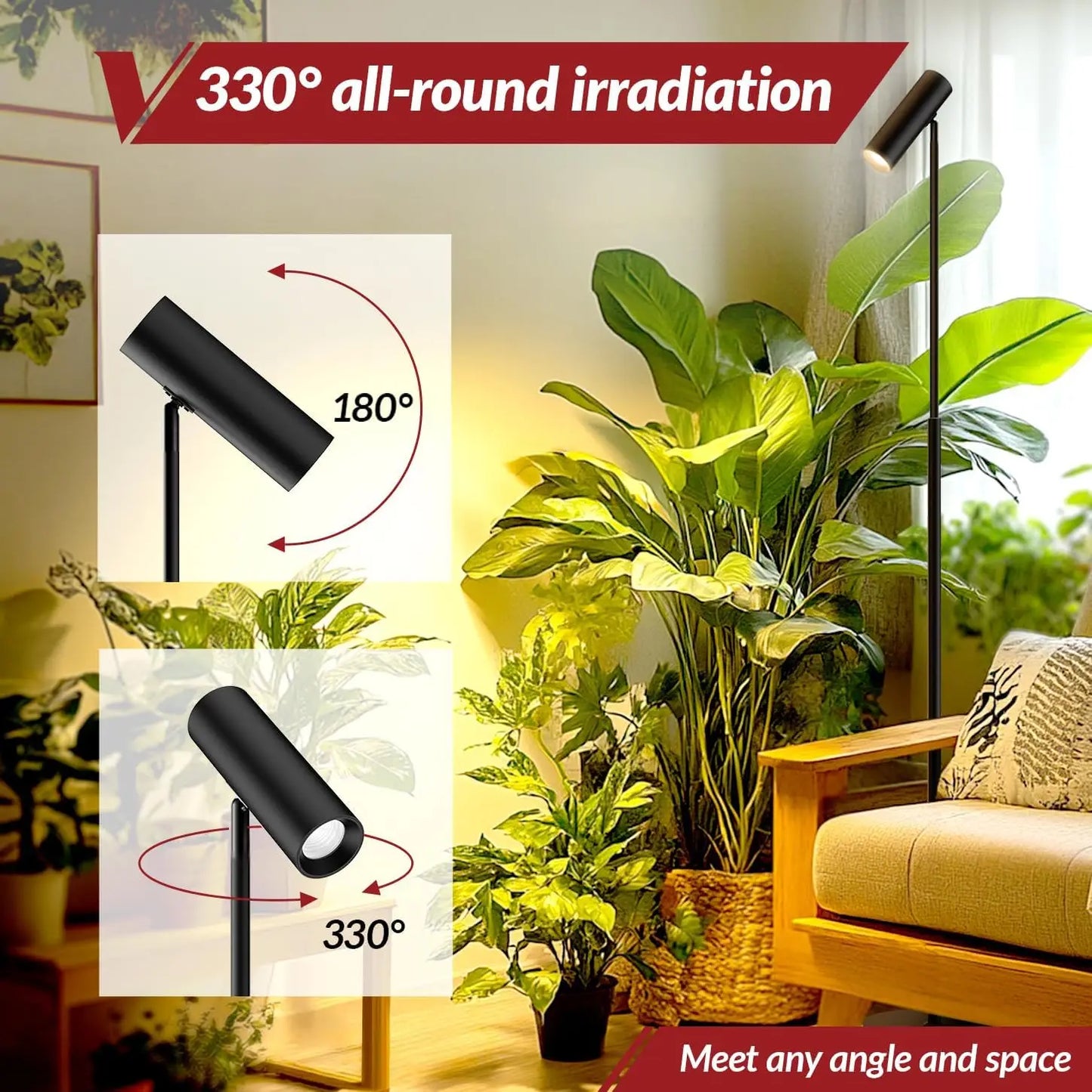 Indoor Plant Grow Light 25W Full Spectrum COB Rotating Head