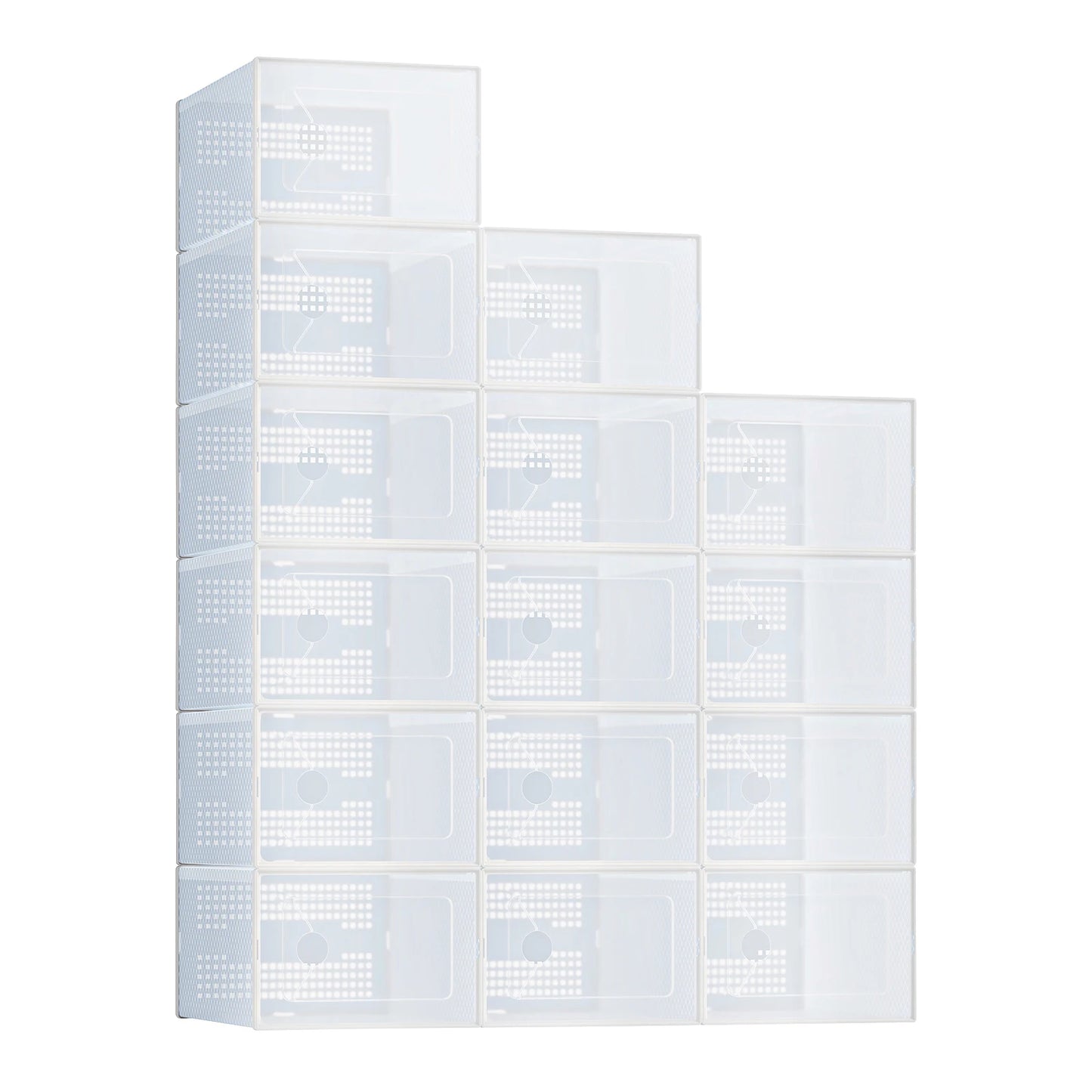 JHK 12 15 Pack Plastic Stackable Shoe Organizer With Lids