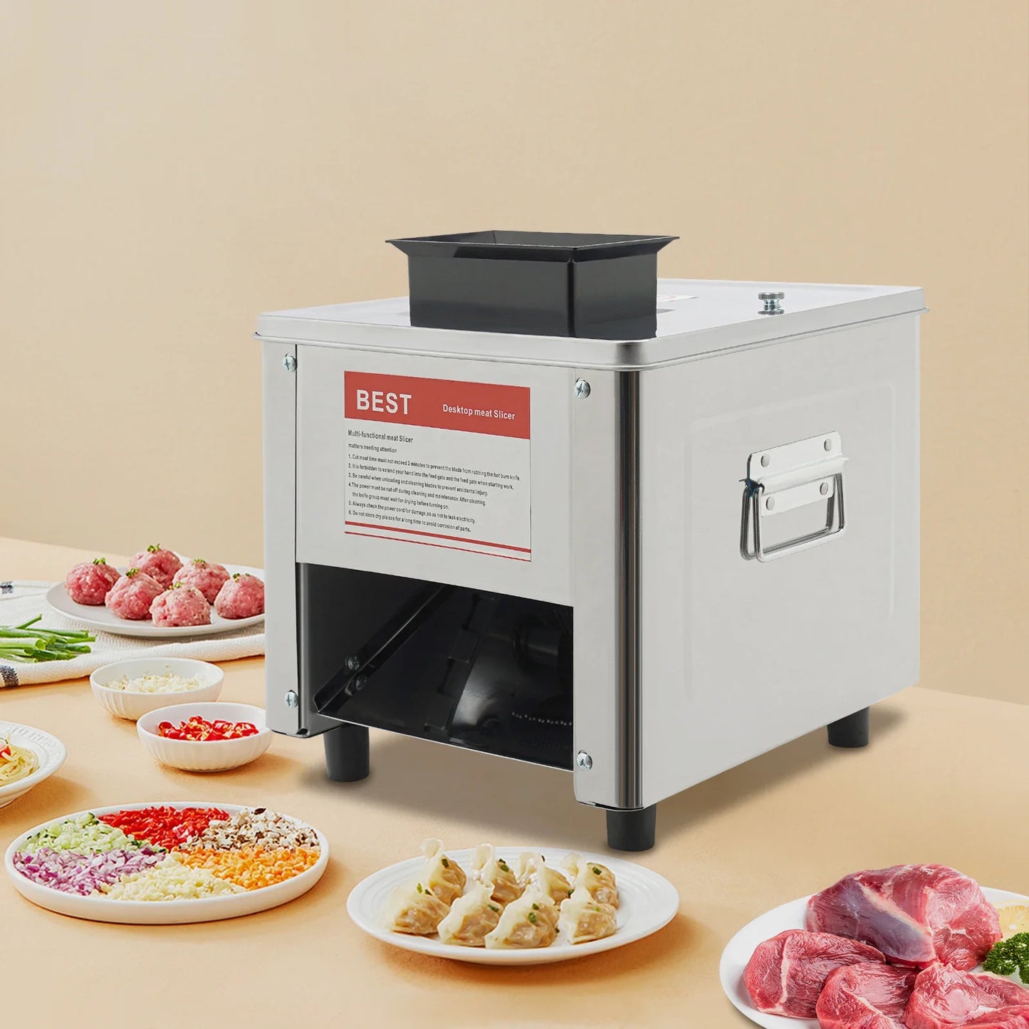 850W Electric Meat Cutter Machine Stainless Steel Slicer 110V