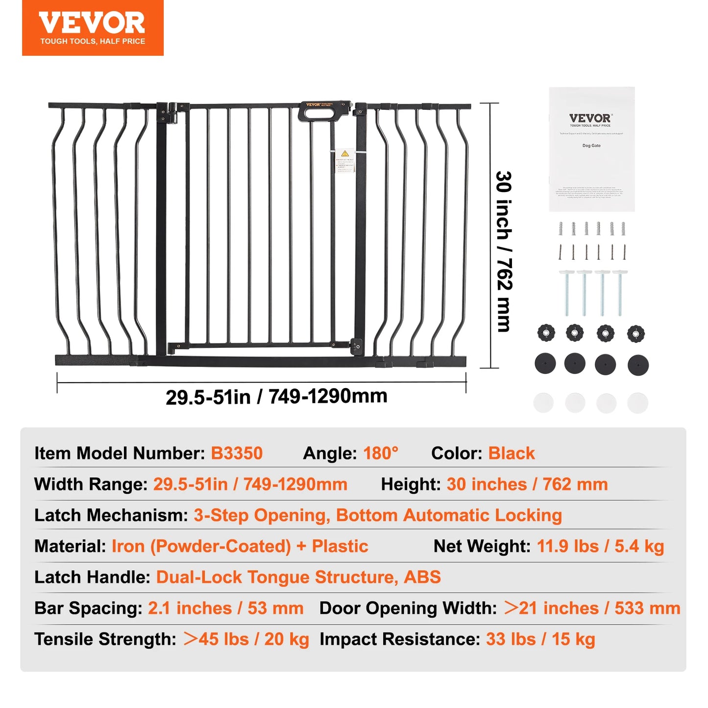 SucceBuy Baby Gate With Pressure Mount Walk Through Pet Safety
