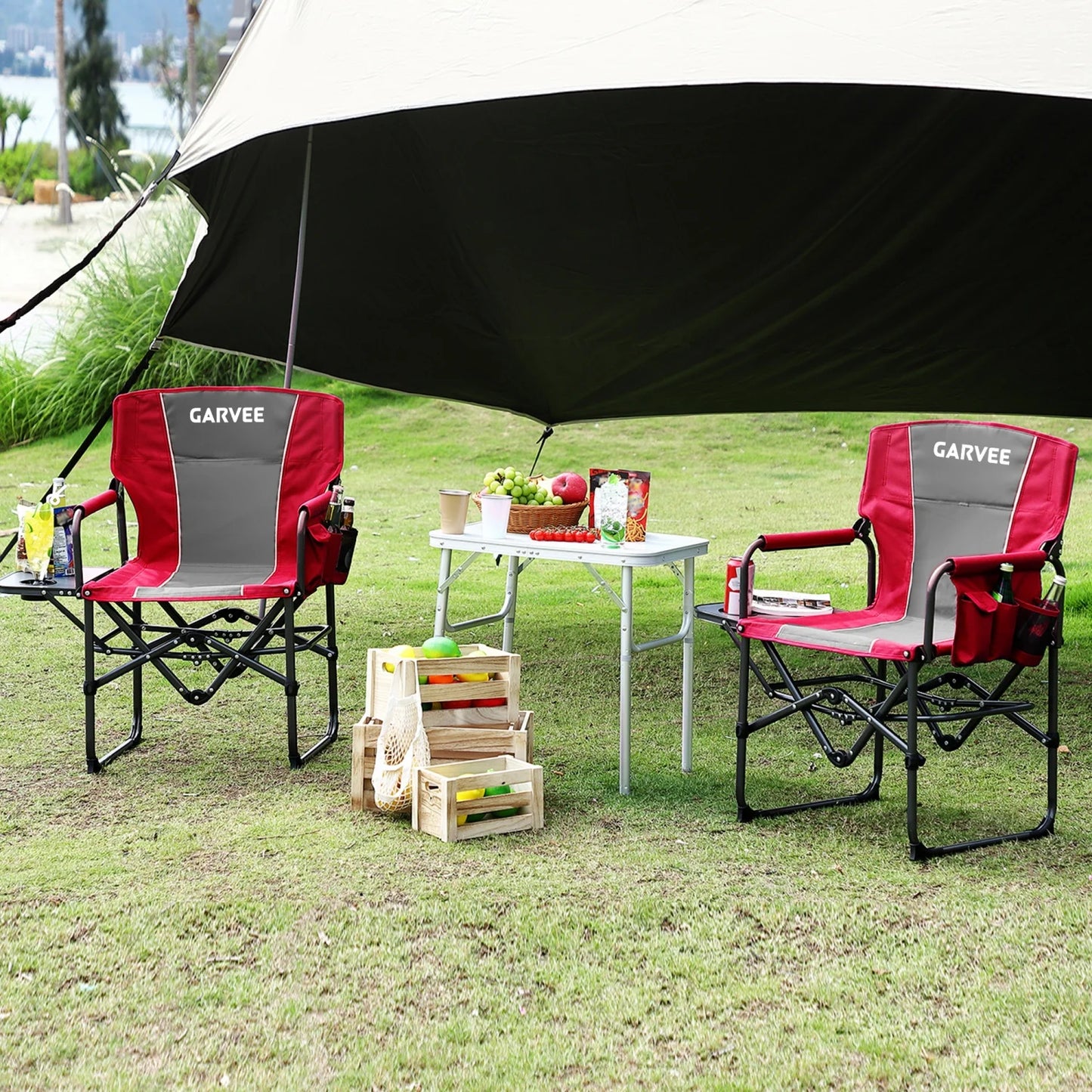 HiMISS Oversized Heavy Duty Folding Directors Chair With Cup Holder
