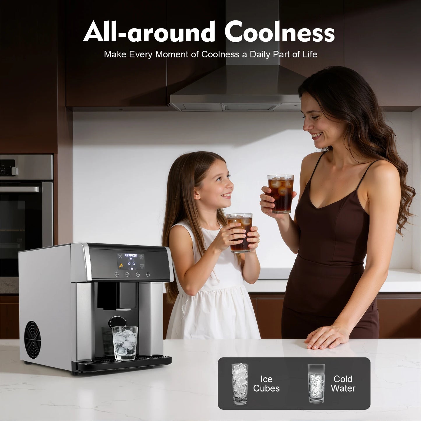 Countertop Ice Maker Dispenser 110V 2 In 1 Ice Water Maker