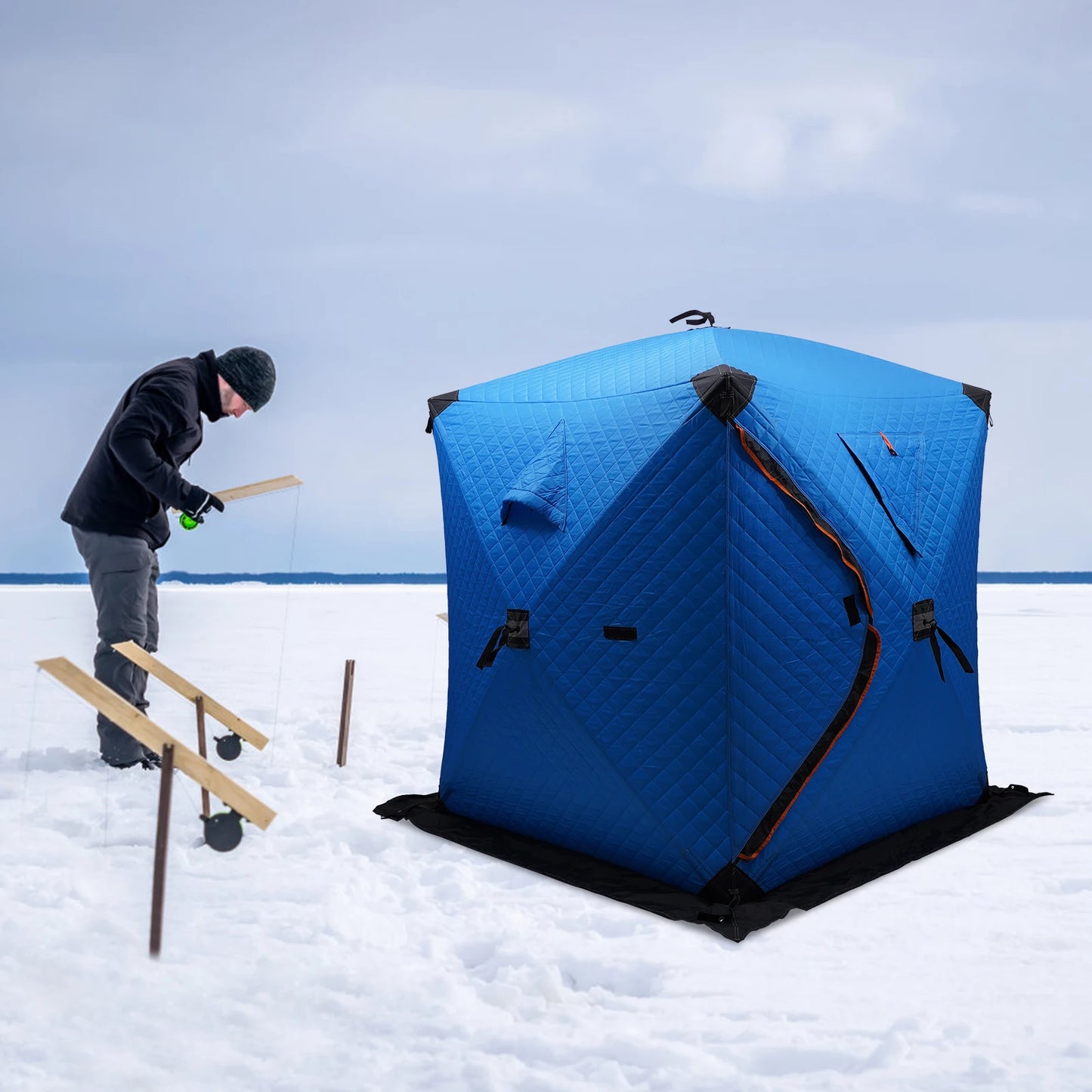 Ice Fishing Insulated Tent Shelter For Two People Warm Windproof