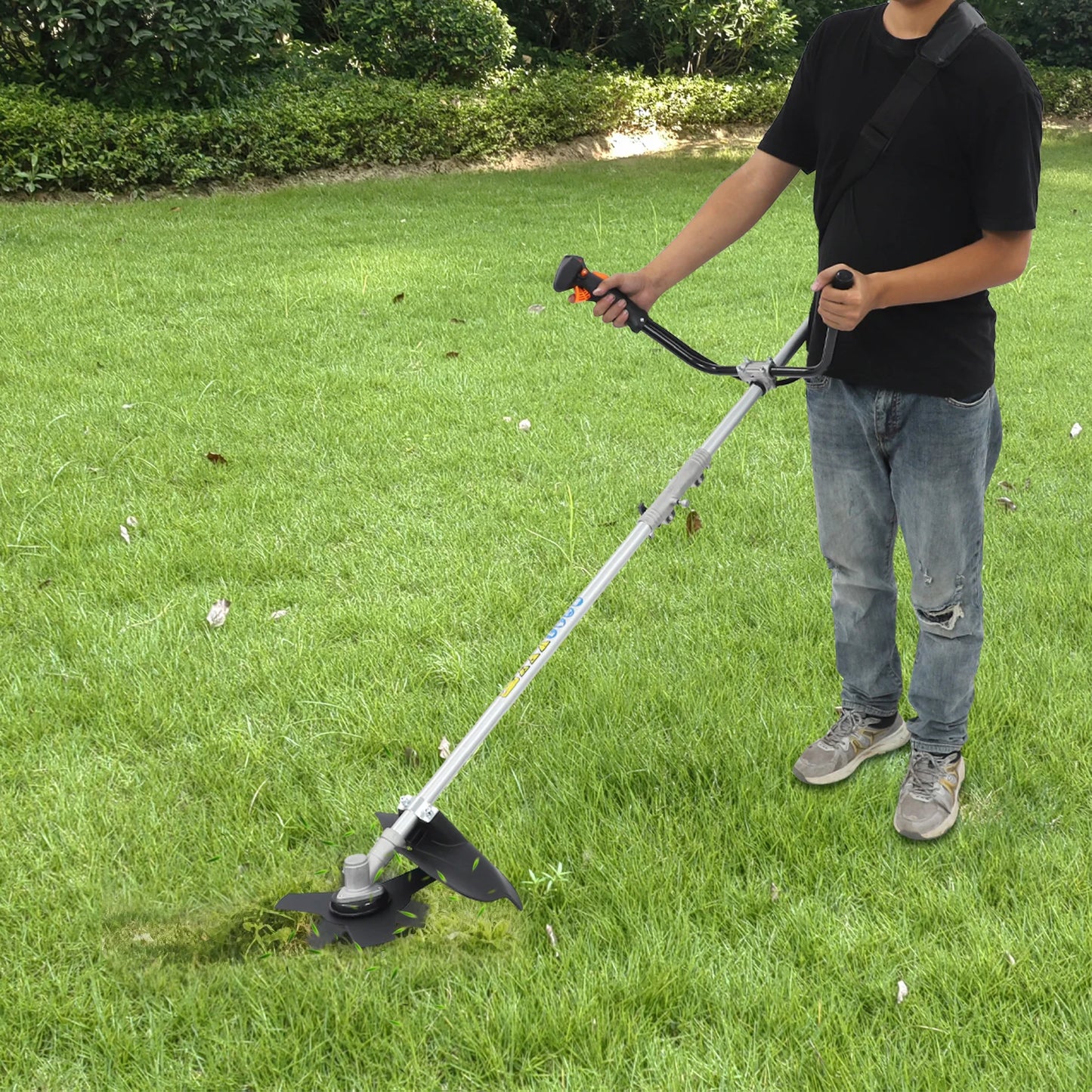 CNCEST Gas Weed Trimmer 42.7cc 2-Stroke Brush Cutter With 3 Trimming Heads
