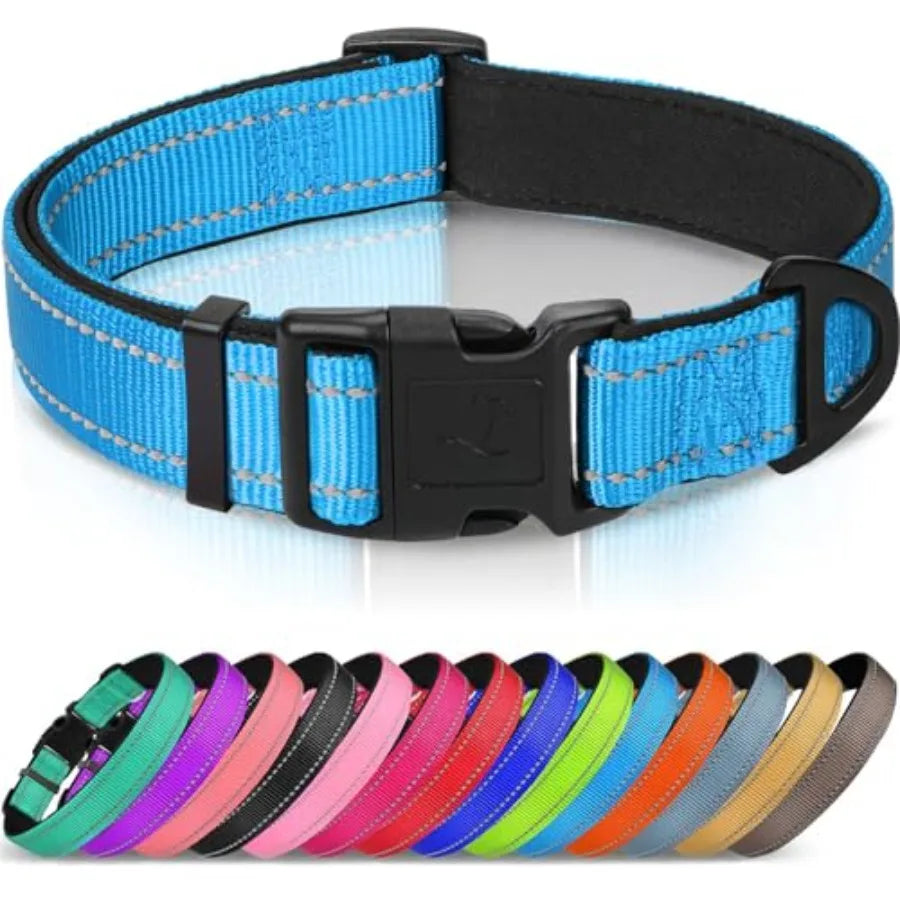Reflective Dog Collar With Soft Neoprene Padding And D Ring