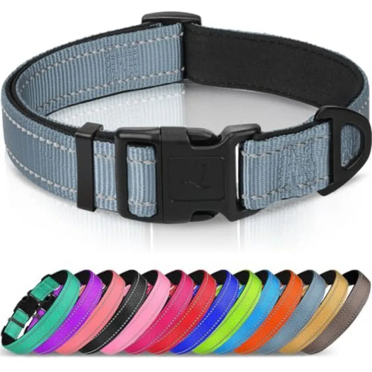 Reflective Dog Collar With Soft Neoprene Padding And D Ring