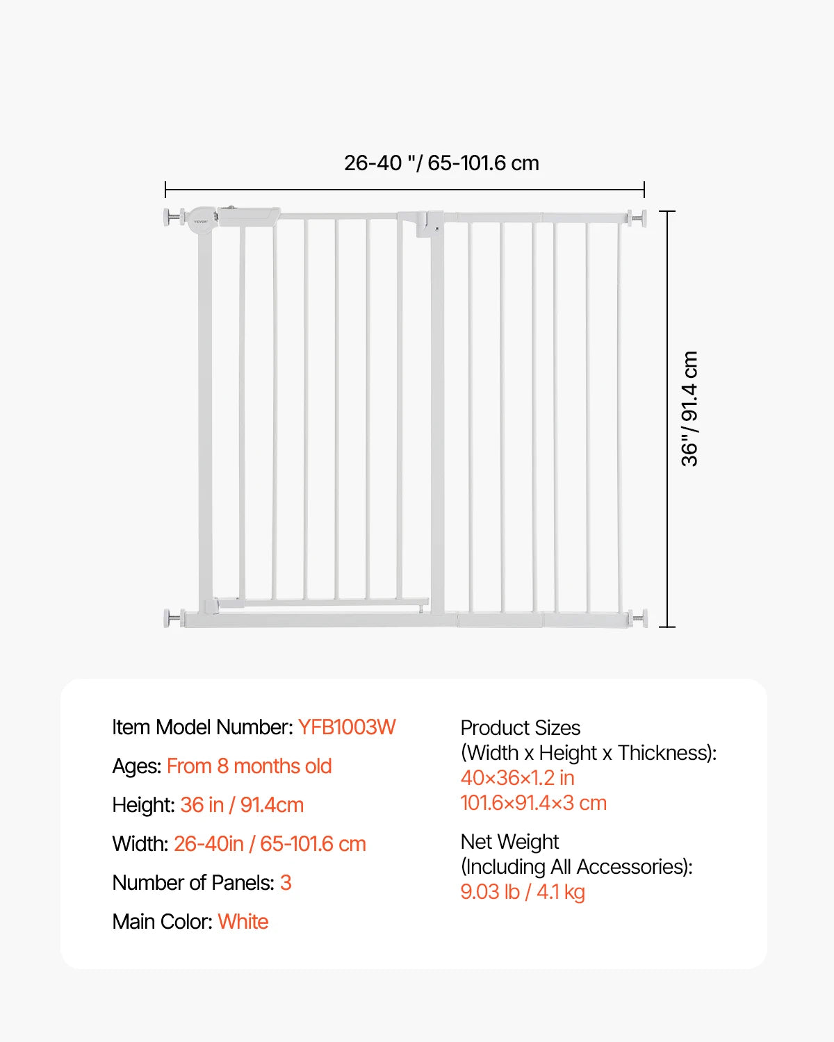 SucceBuy Baby Gate Easy Walk Through Pressure Mount for Doorways