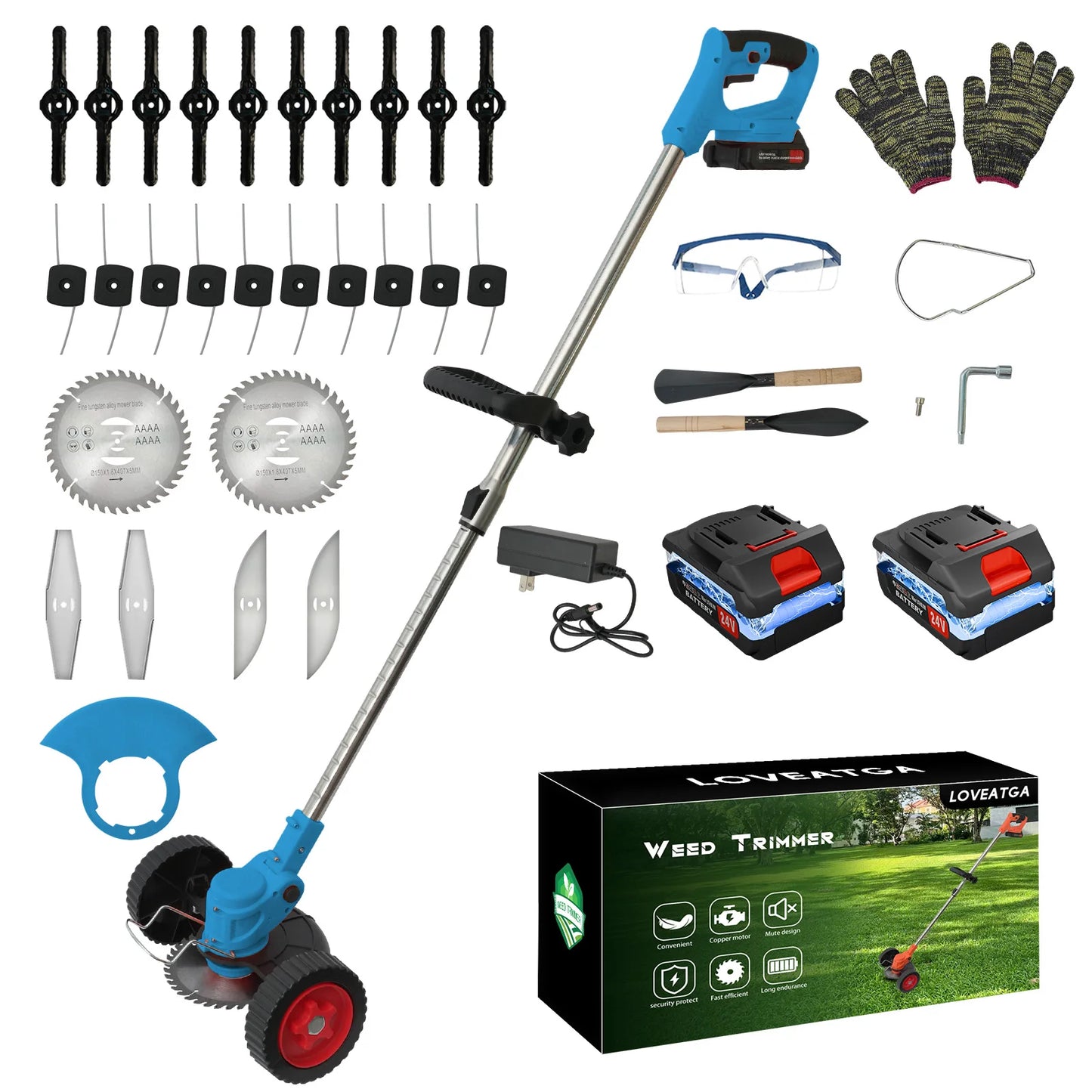 21V Cordless Lawn Mower And Grass Trimmer 3-In-1 Foldable