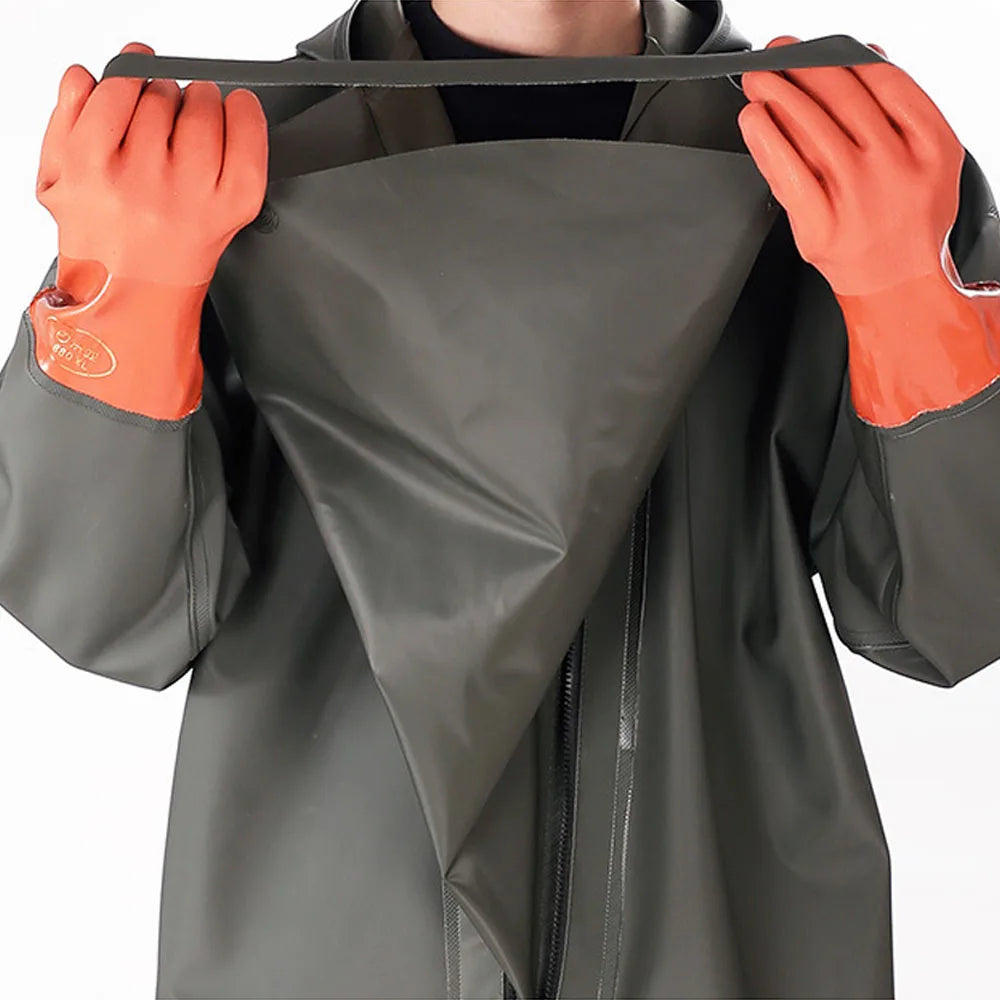 Mens Waterproof Wader Set With Hooded Overalls Boots And Gloves