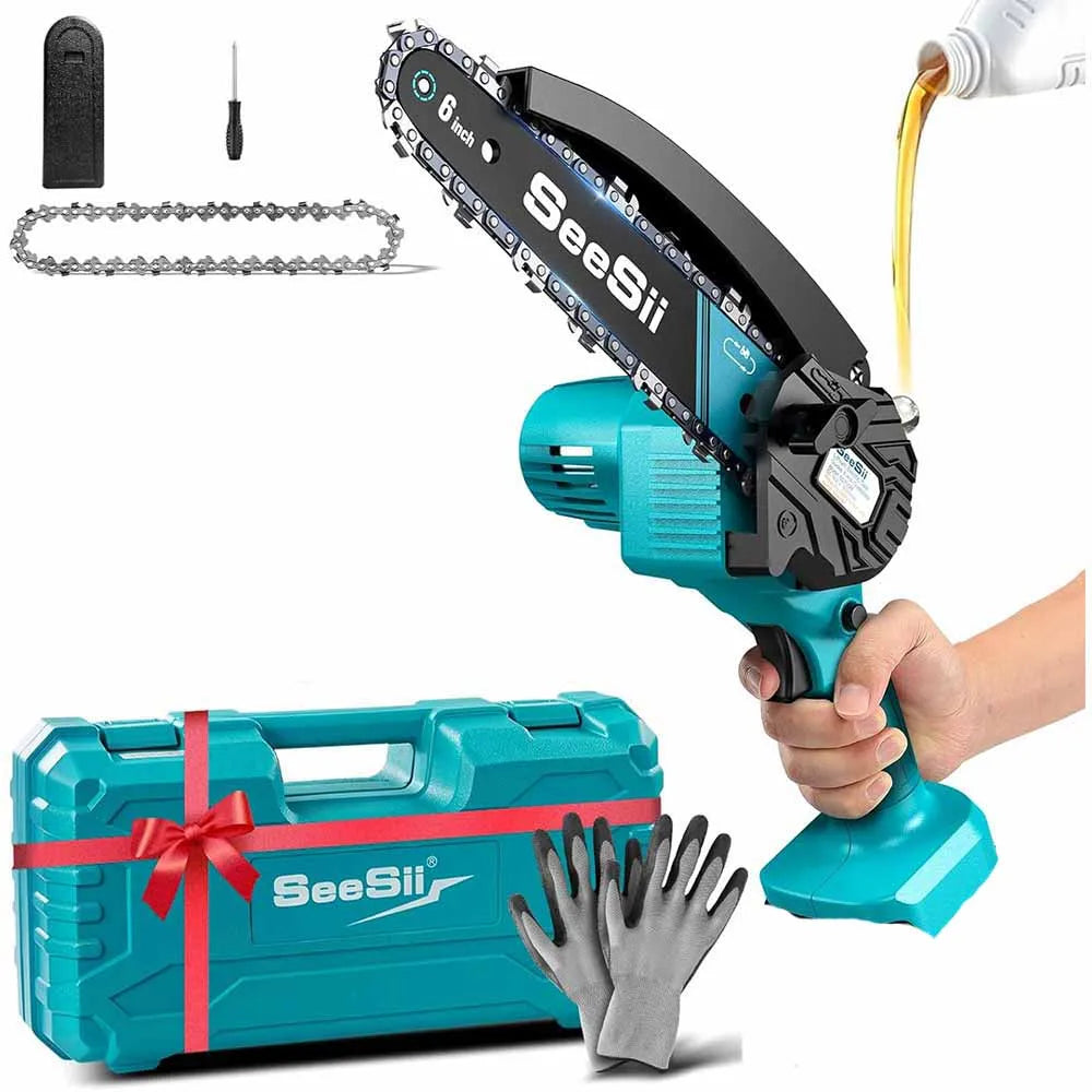 Seesii Cordless Mini Chainsaw With 18V Battery For Pruning Woodworking