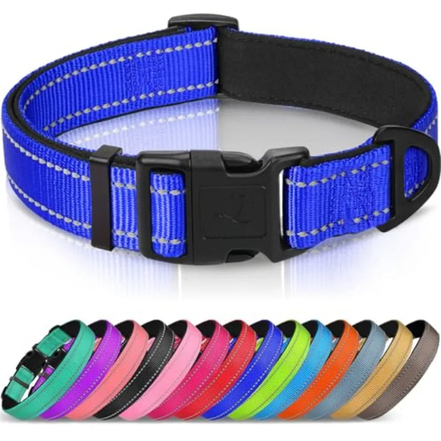 Reflective Dog Collar With Soft Neoprene Padding And D Ring