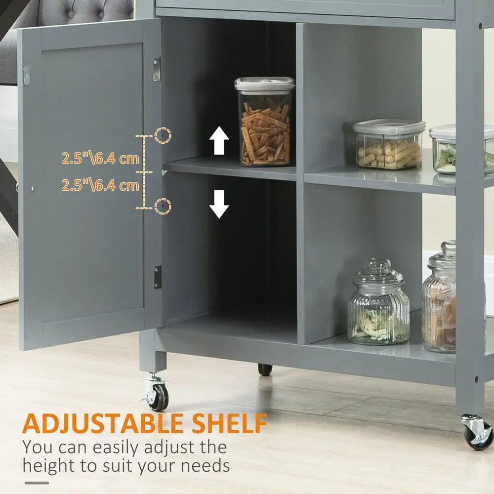 Kitchen Island Cart With Storage Drawer And Solid Wood Top