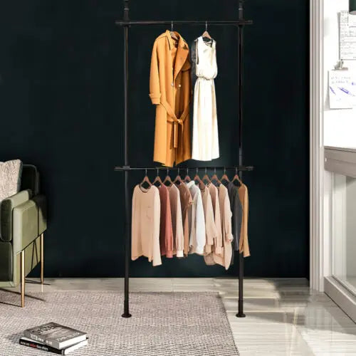 Metal Garment Rack And Clothes Storage Organizer For Ceiling And Floor