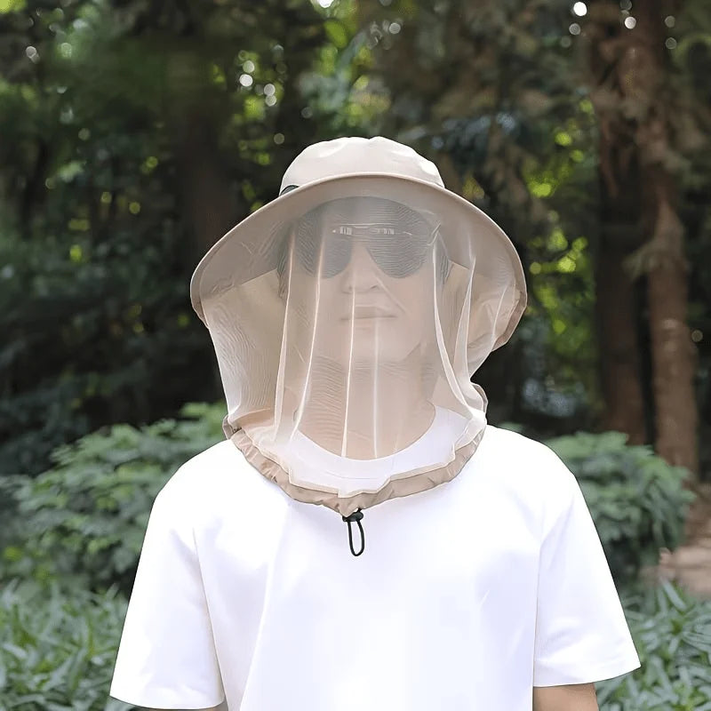 Unisex Mesh Sun Hat With Wide Brim Neck Strap Adjustable