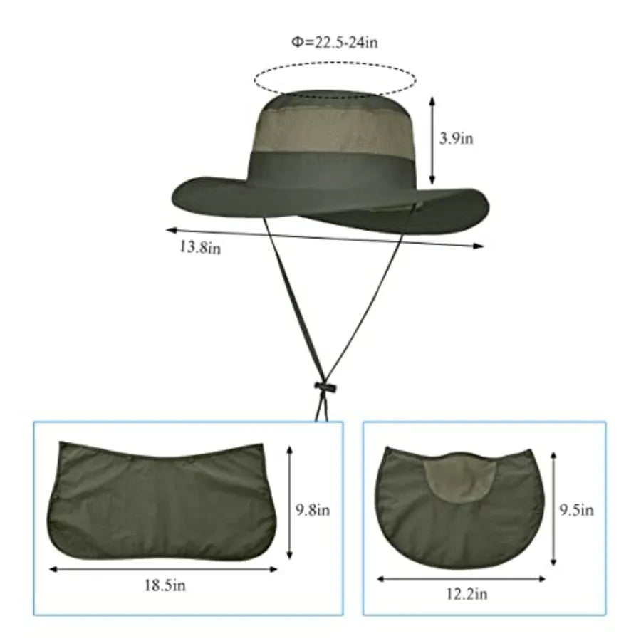 Unisex Outdoor Wide Brim Fishing Hat UPF 50 Sun Protection