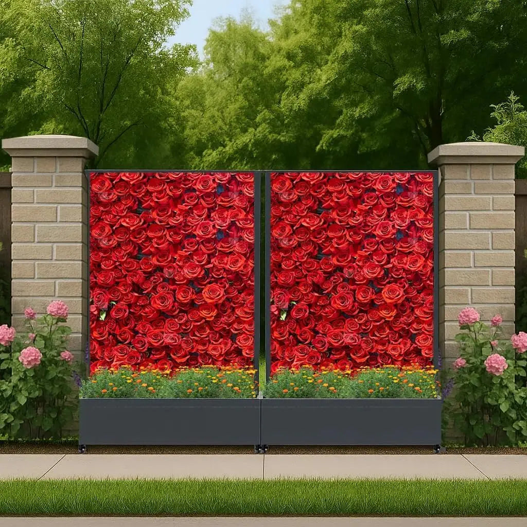 Studyset Metal Raised Garden Bed With Trellis Privacy Planter