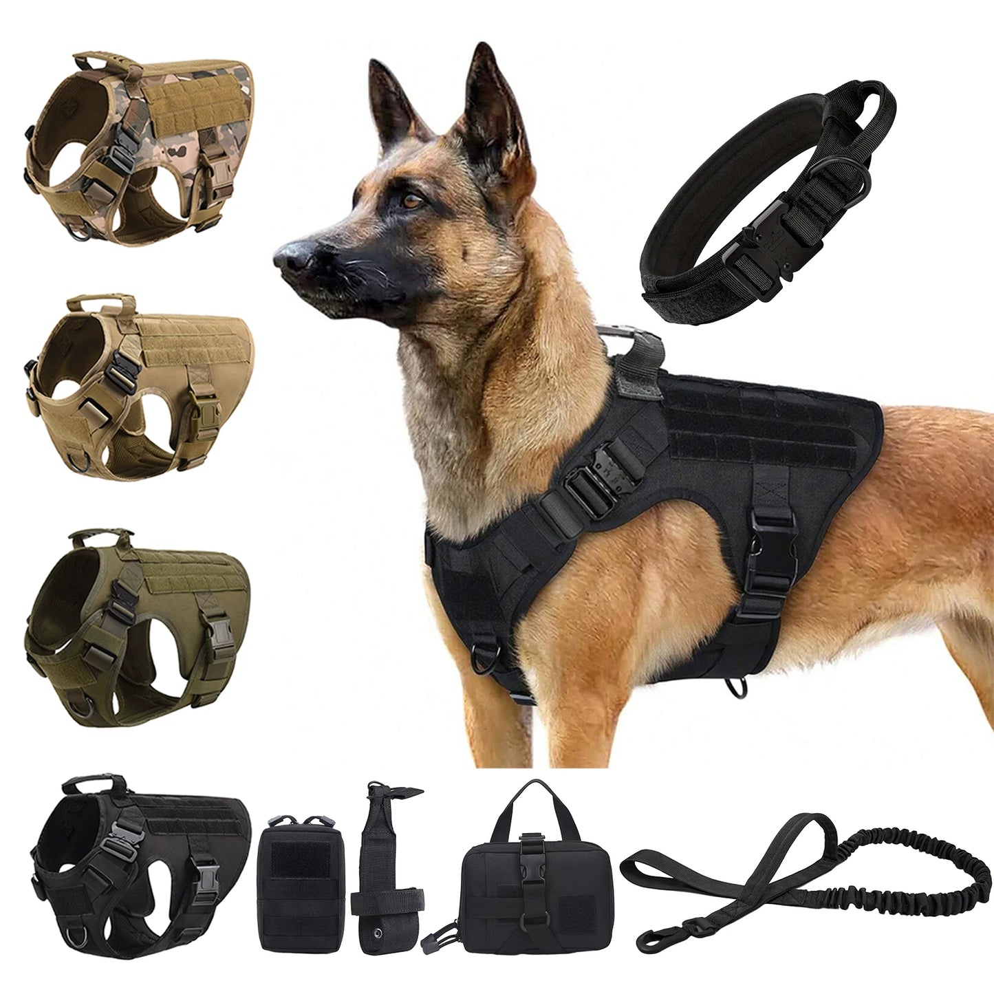 PETRAVEL Tactical Dog Harness Vest With Molle Pouches For Training