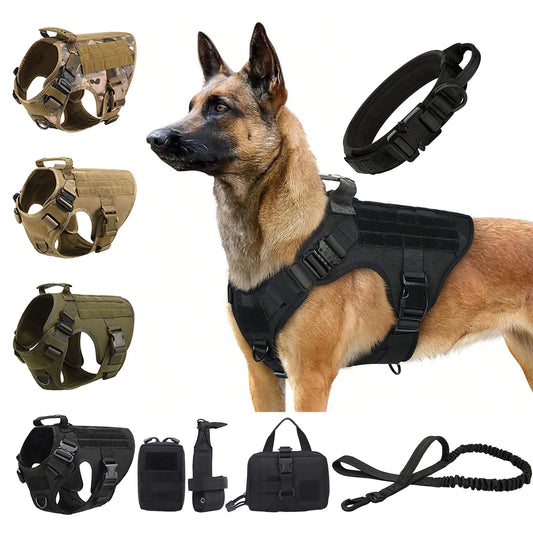 PETRAVEL Tactical Dog Harness Vest With Molle Pouches For Training