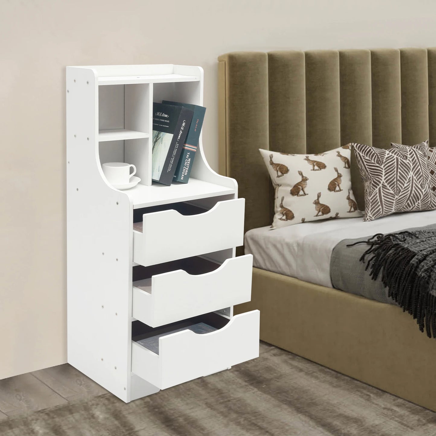 Bymaocar Three-Drawer Nightstand Bedside Table With Drawers
