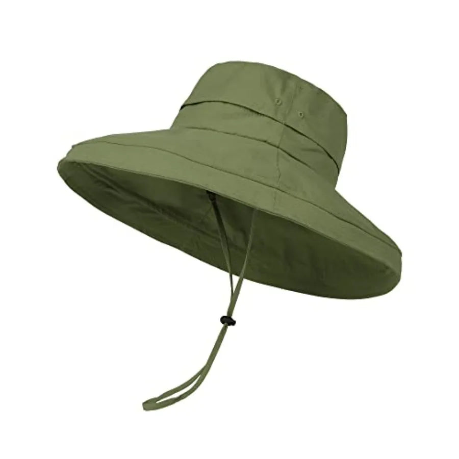 Women Wide Brim Sun Hat For Gardening With Ponytail Hole