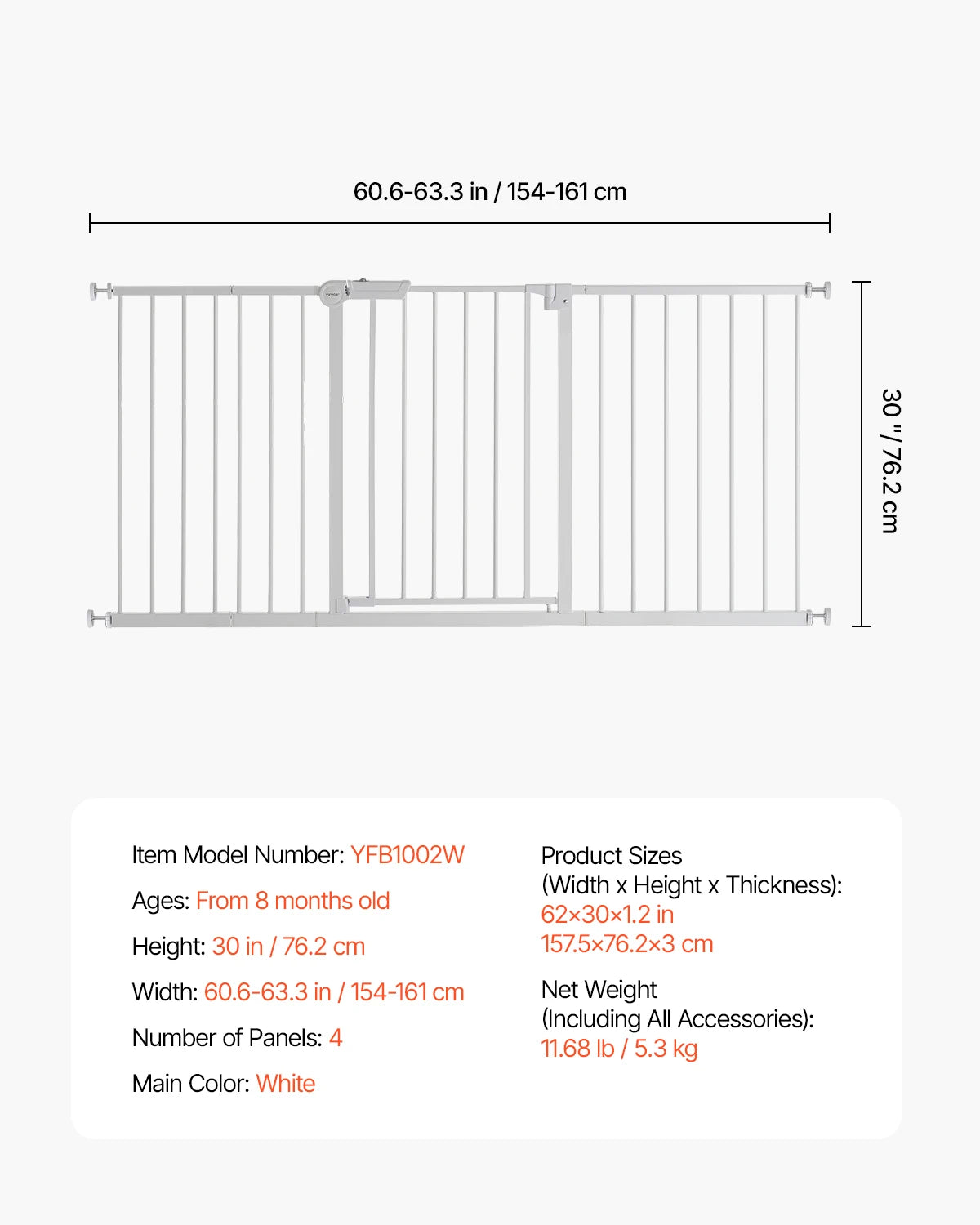 SucceBuy Baby Gate With Pressure Mount Walk Through Pet Safety