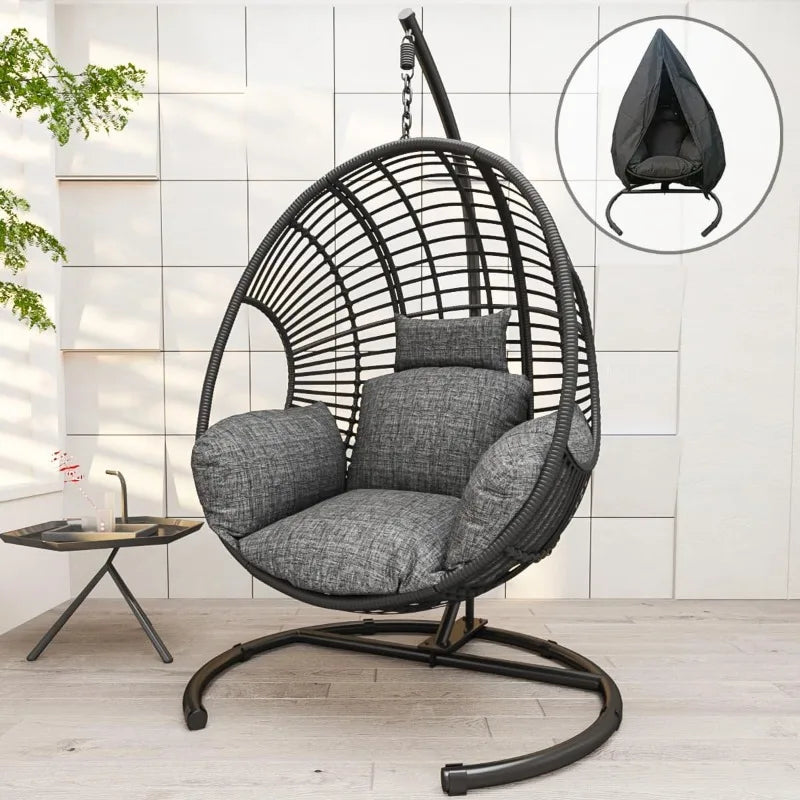 Hanging Egg Chair With Stand Outdoor Patio Swing Durable