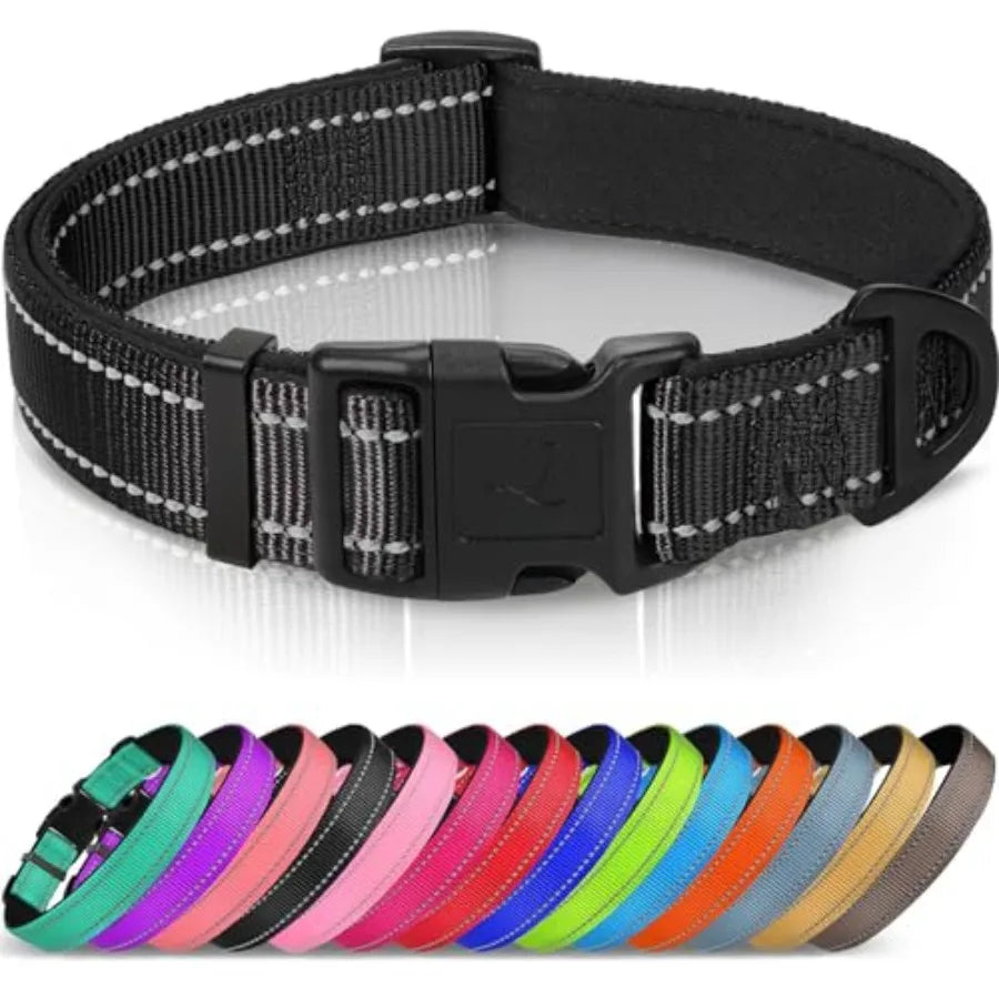 Reflective Dog Collar With Soft Neoprene Padding And D Ring