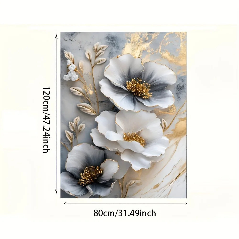 Modern Floral Canvas Wall Mural Framed 3D Painting