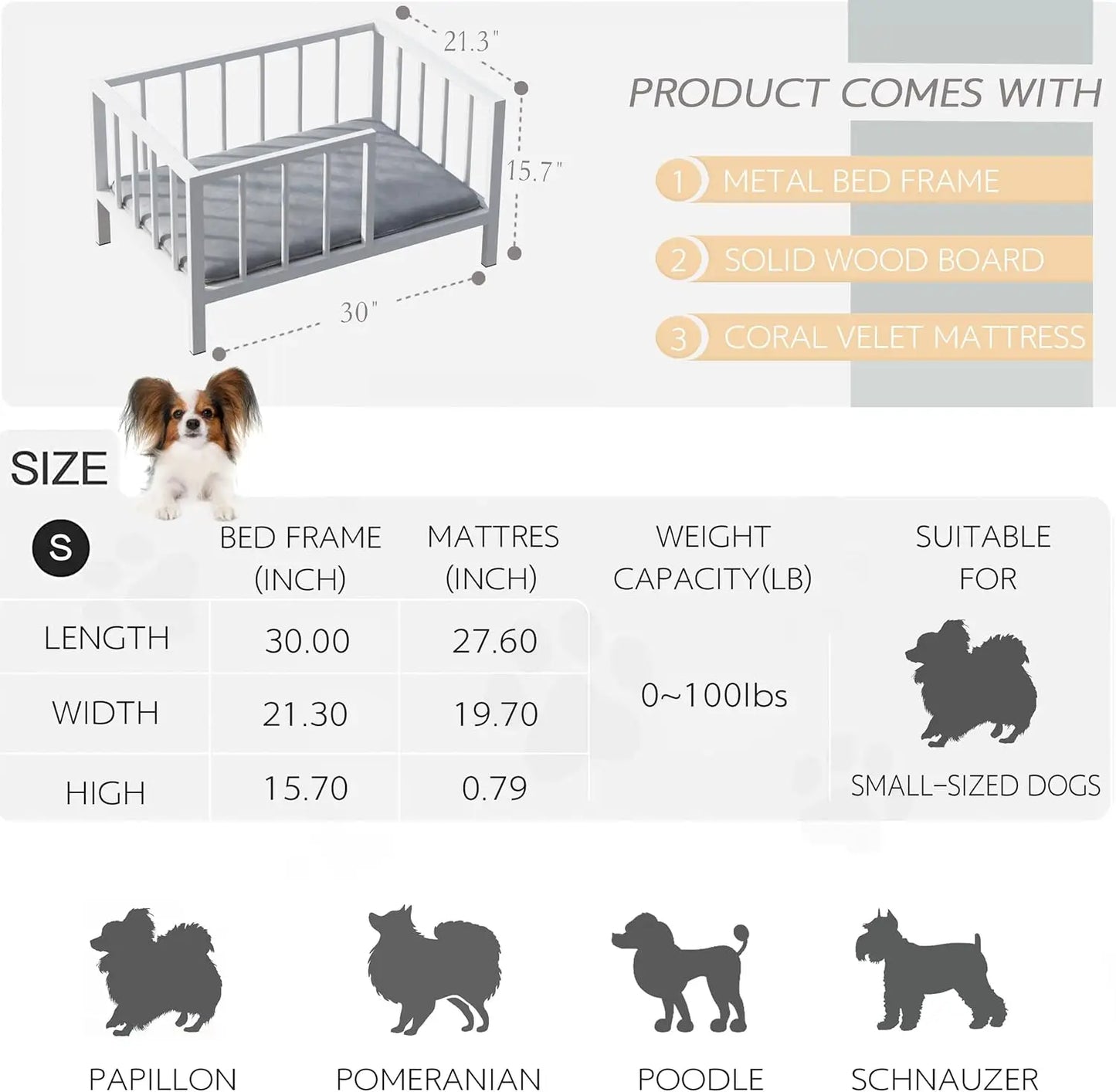 Elevated Dog Bed With Rails And Metal Frame For Pets