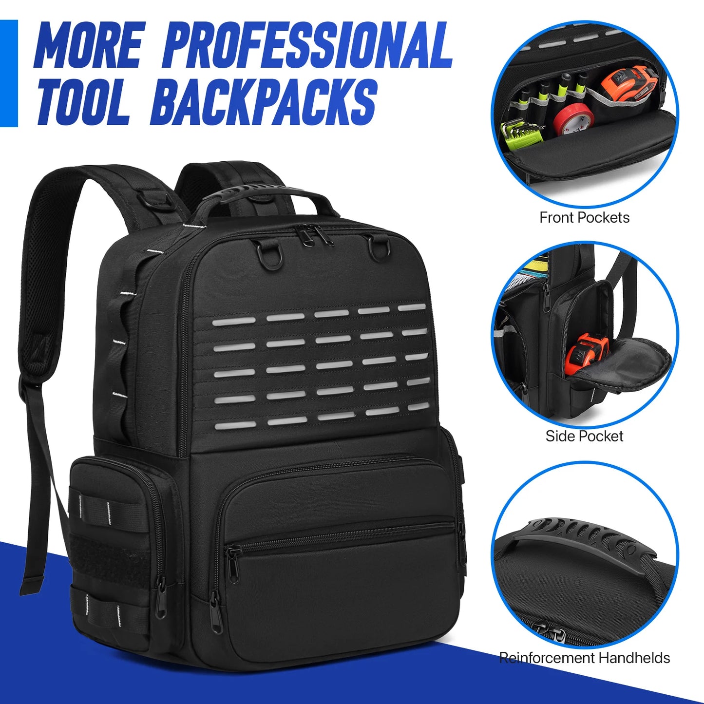 YH&GSCN Tool Backpack Heavy Duty Organizer for Electricians and Plumbers