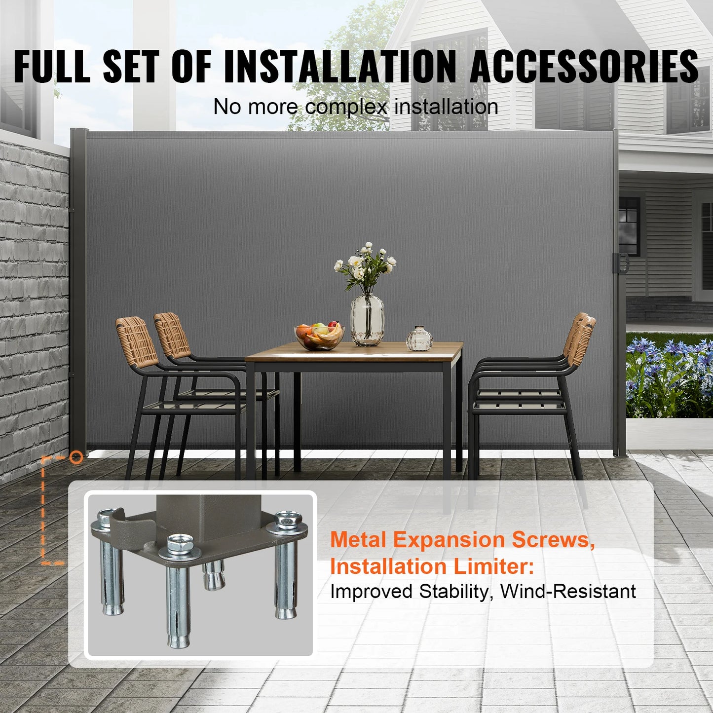 SucceBuy Retractable Side Awning Outdoor Privacy Screen UV 30