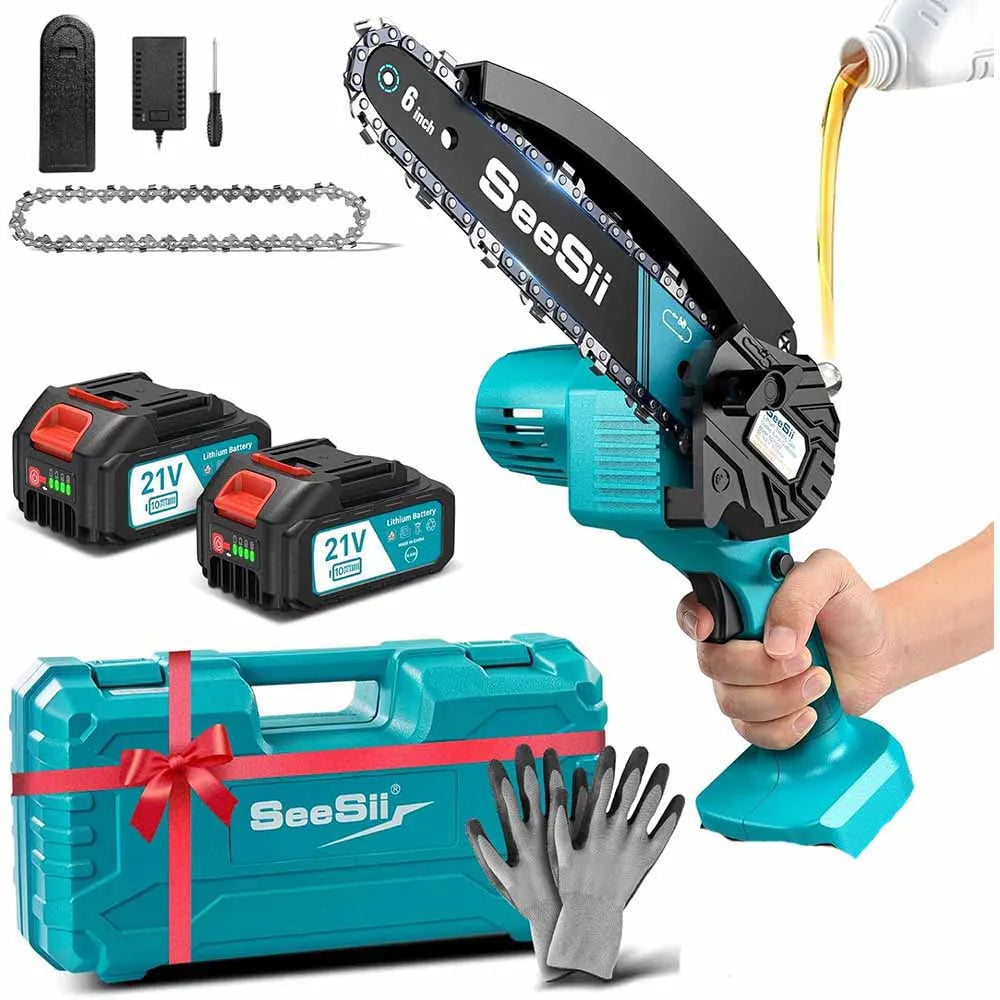 Seesii Cordless Mini Chainsaw With 18V Battery For Pruning Woodworking
