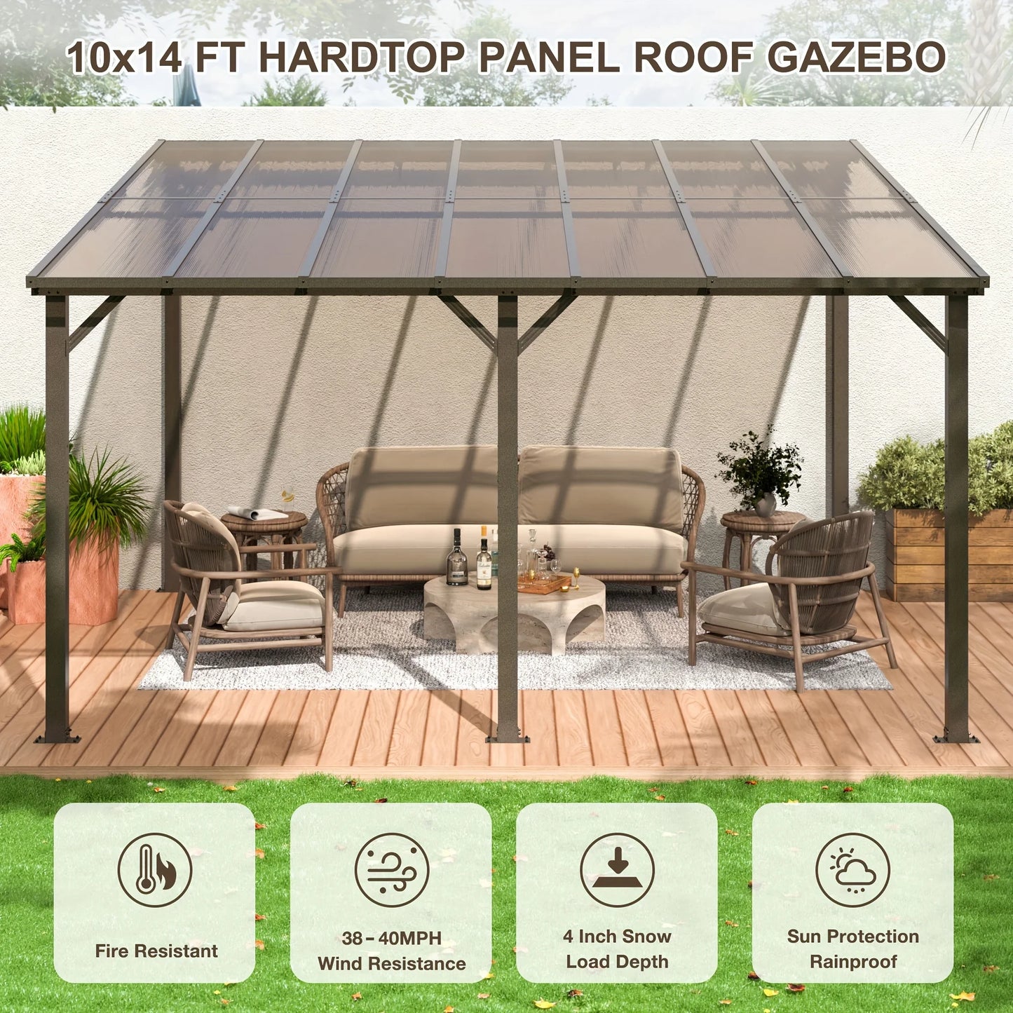 Polar Aurora Hardtop Gazebo With Aluminum Frame And Galvanized Roof