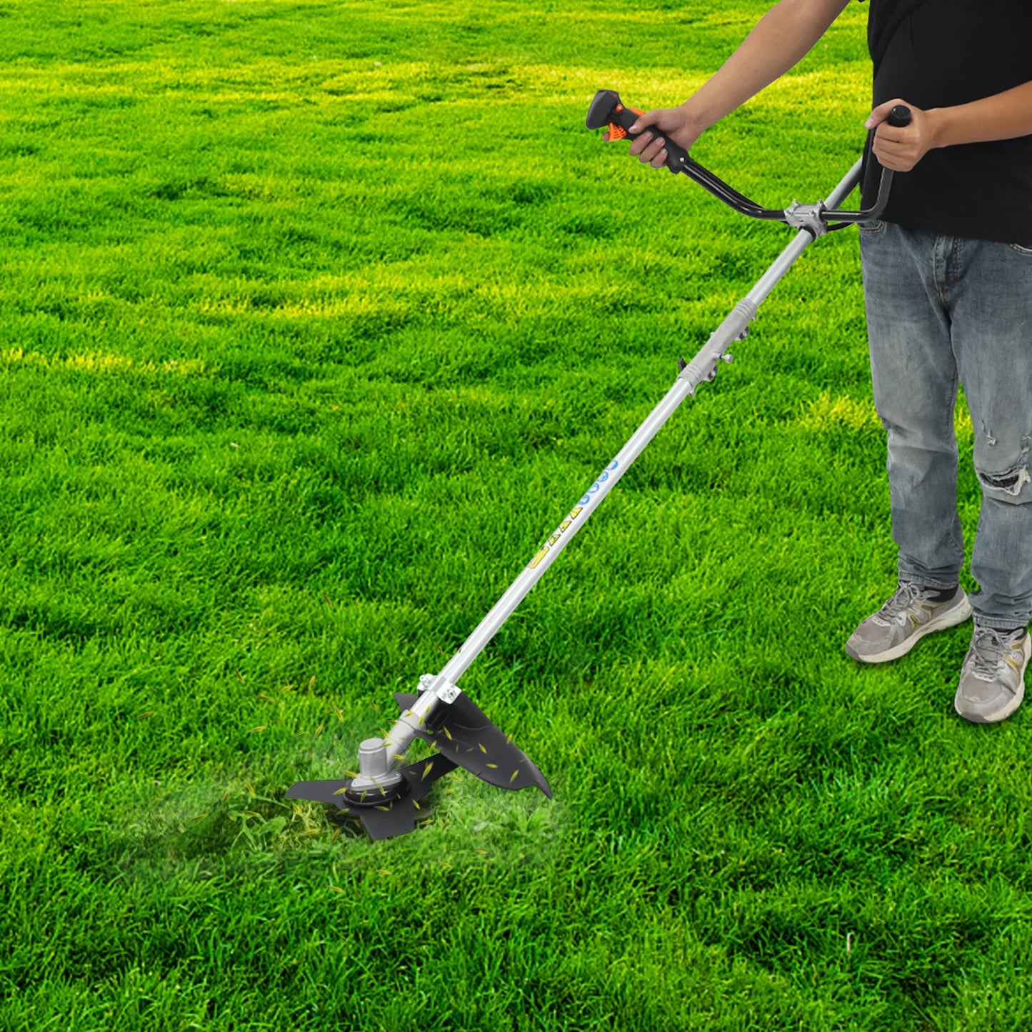 CNCEST Gas Weed Trimmer 42.7cc 2-Stroke Brush Cutter With 3 Trimming Heads
