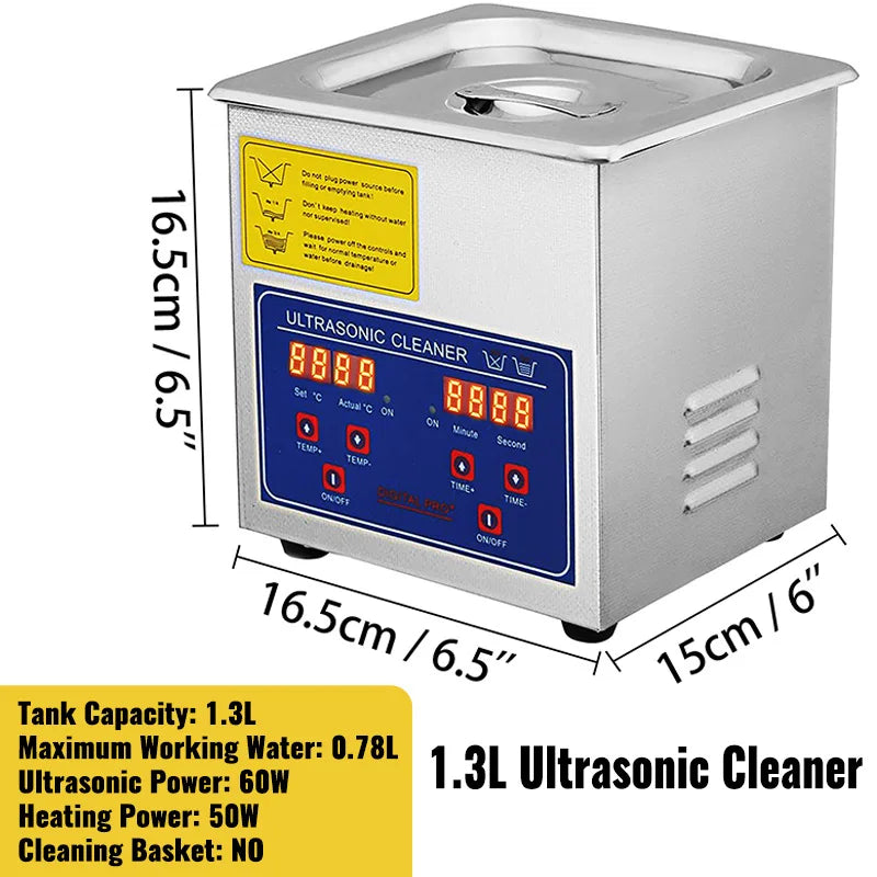 SucceBuy 1.3L Ultrasonic Cleaner With Digital Timer For Jewelry