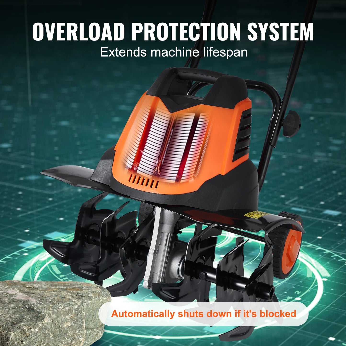 SucceBuy 12 Amp Electric Rototiller With Steel Tines Corded