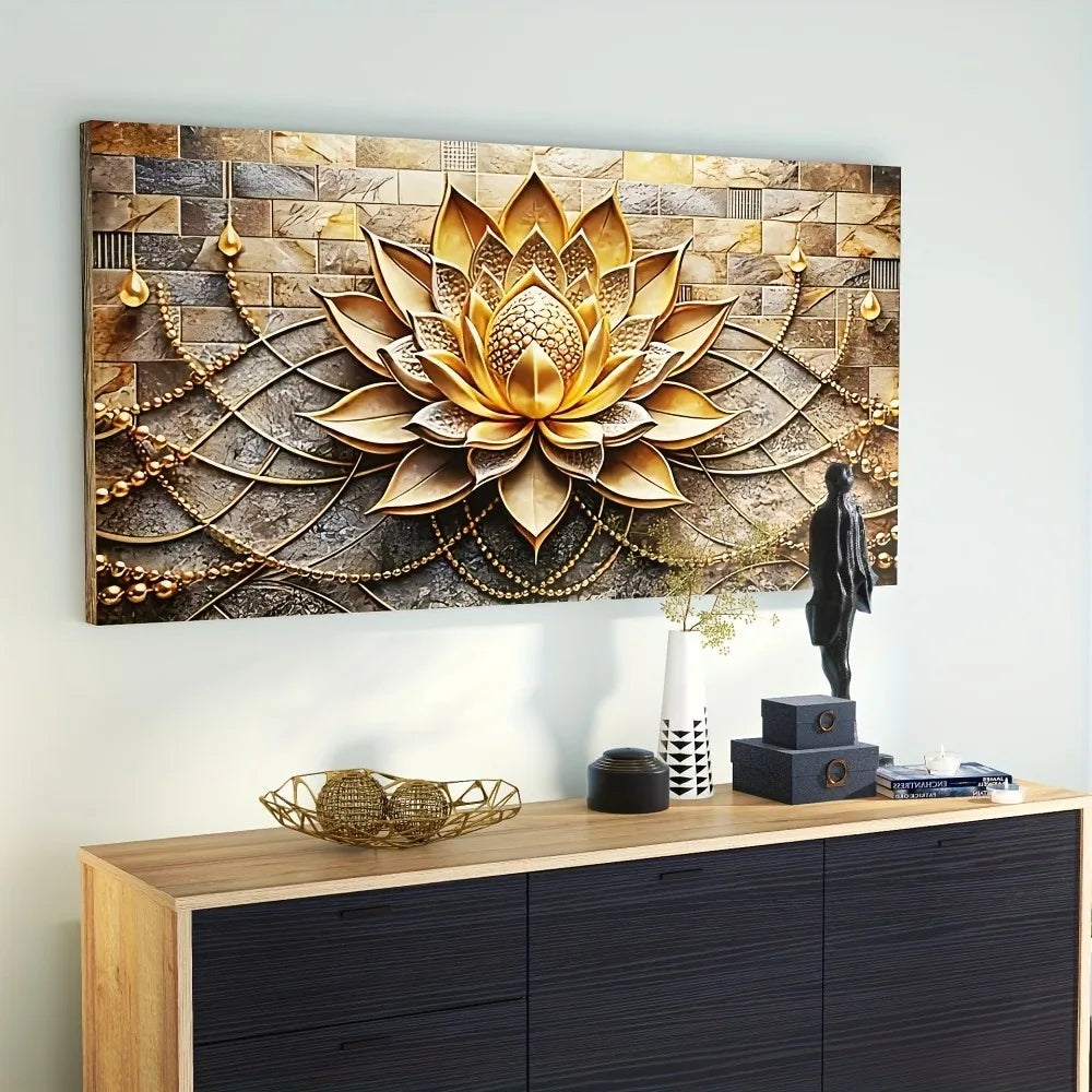 Modern Abstract Floral Canvas Art On Pine Wood For Interiors