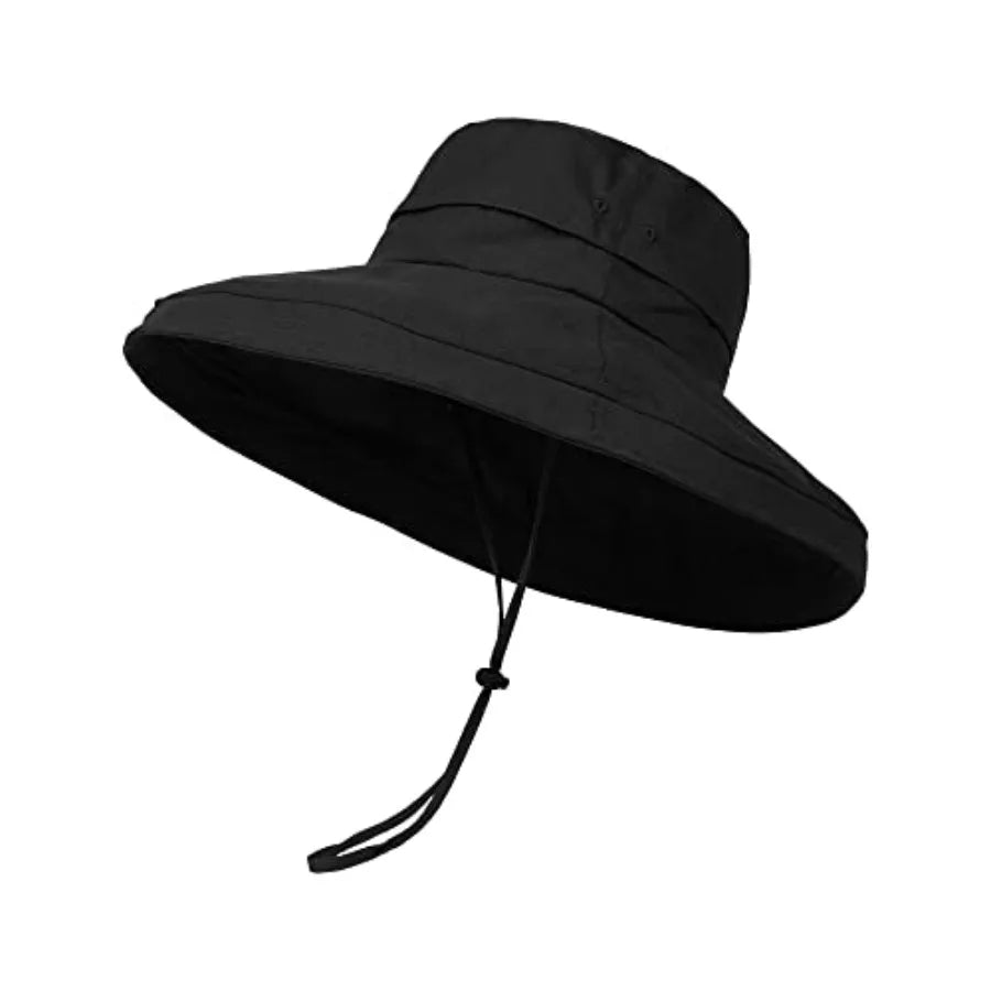 Women Sun Hat Wide Brim Ponytail Gardening Beach Breathable Cotton