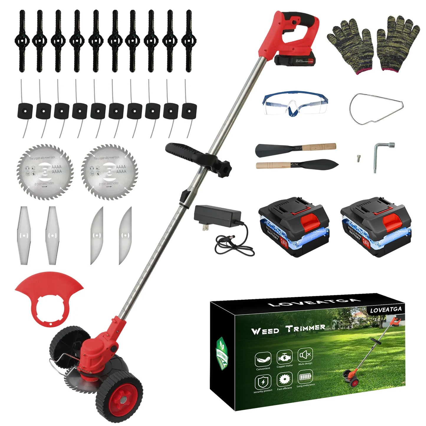 21V Cordless Lawn Mower And Grass Trimmer 3-In-1 Foldable