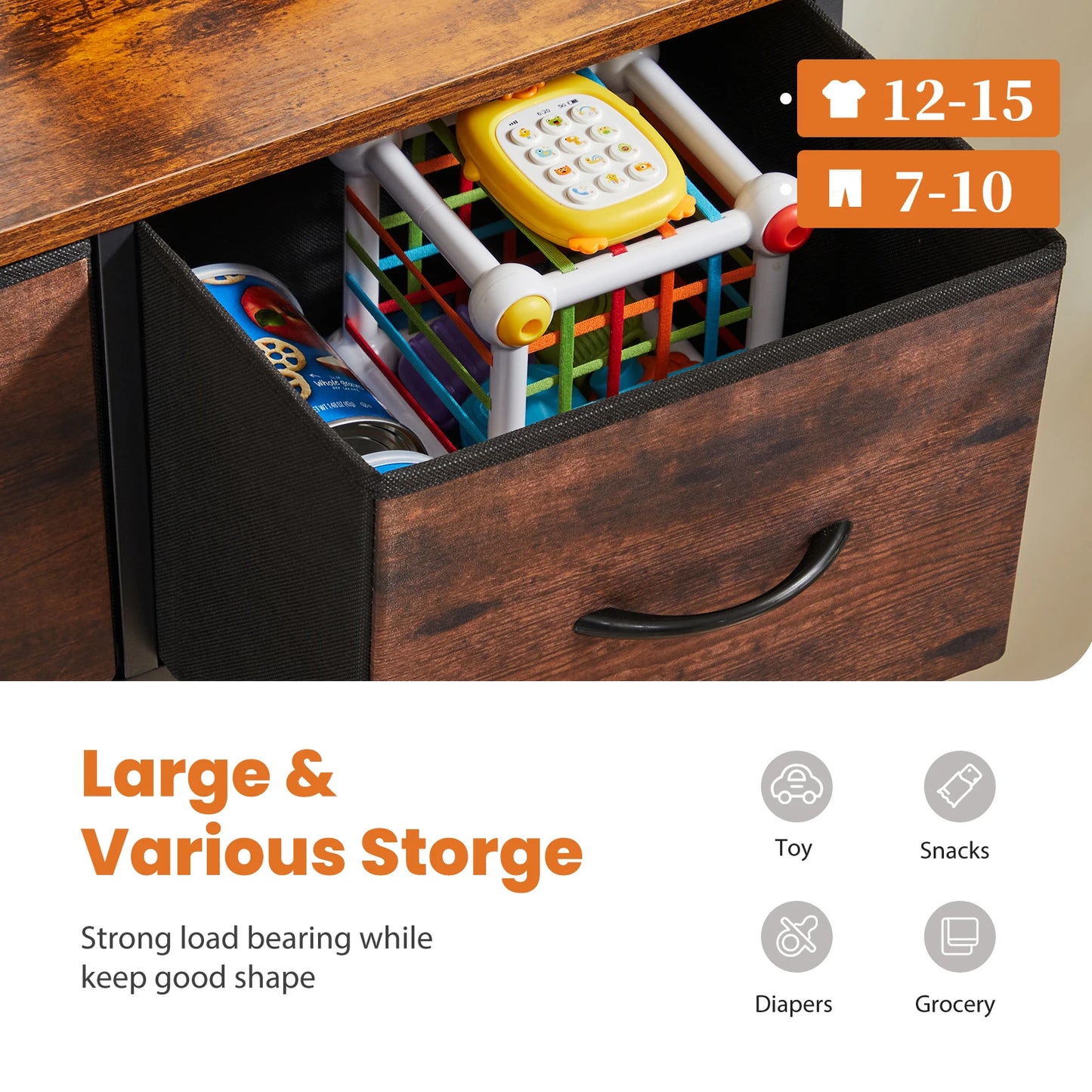 JHK 9-Drawer Fabric Storage Dresser Wardrobe Tall Chest