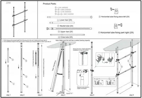 Metal Garment Rack And Clothes Storage Organizer For Ceiling And Floor