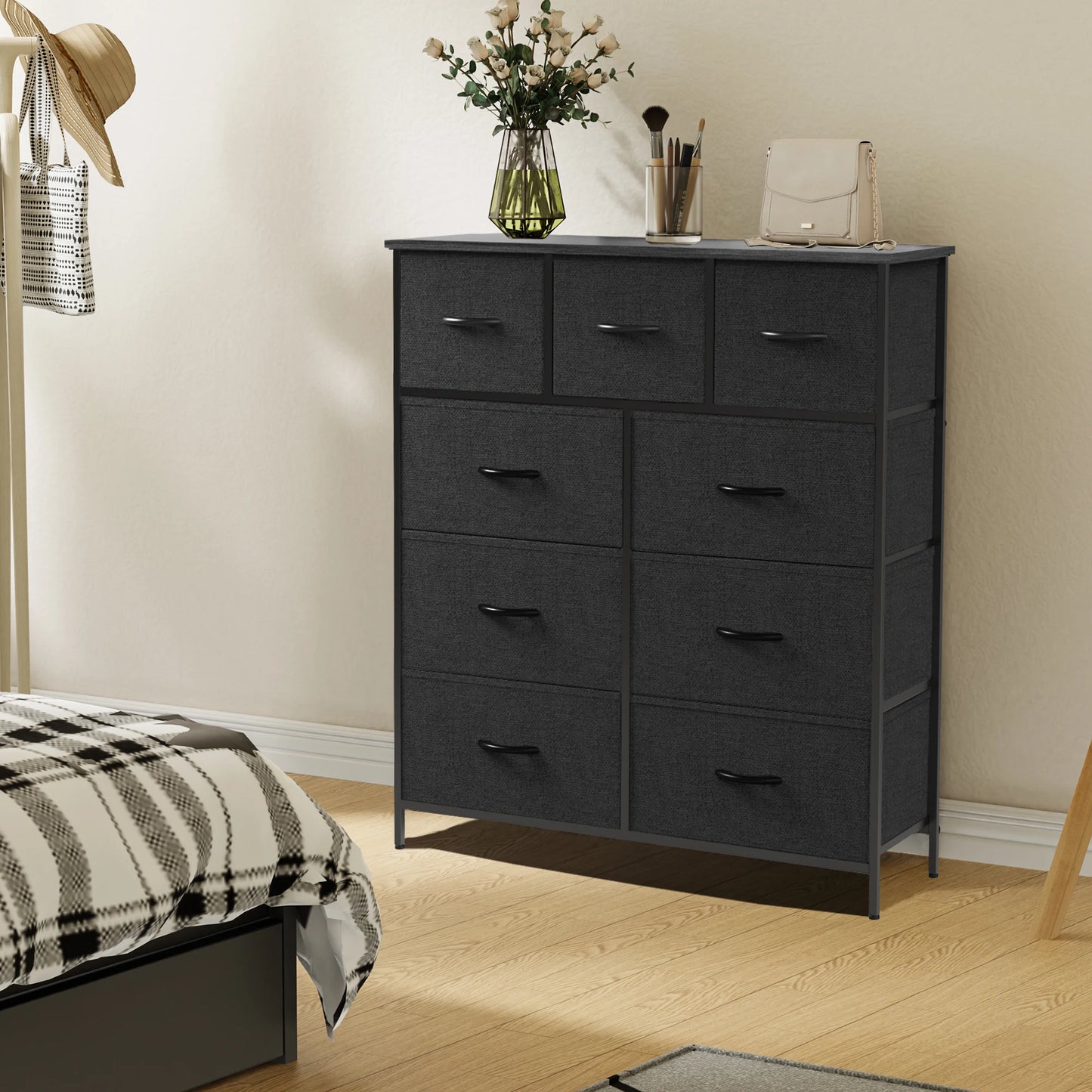 JHK Dresser With 9 Fabric Storage Drawers Wardrobe
