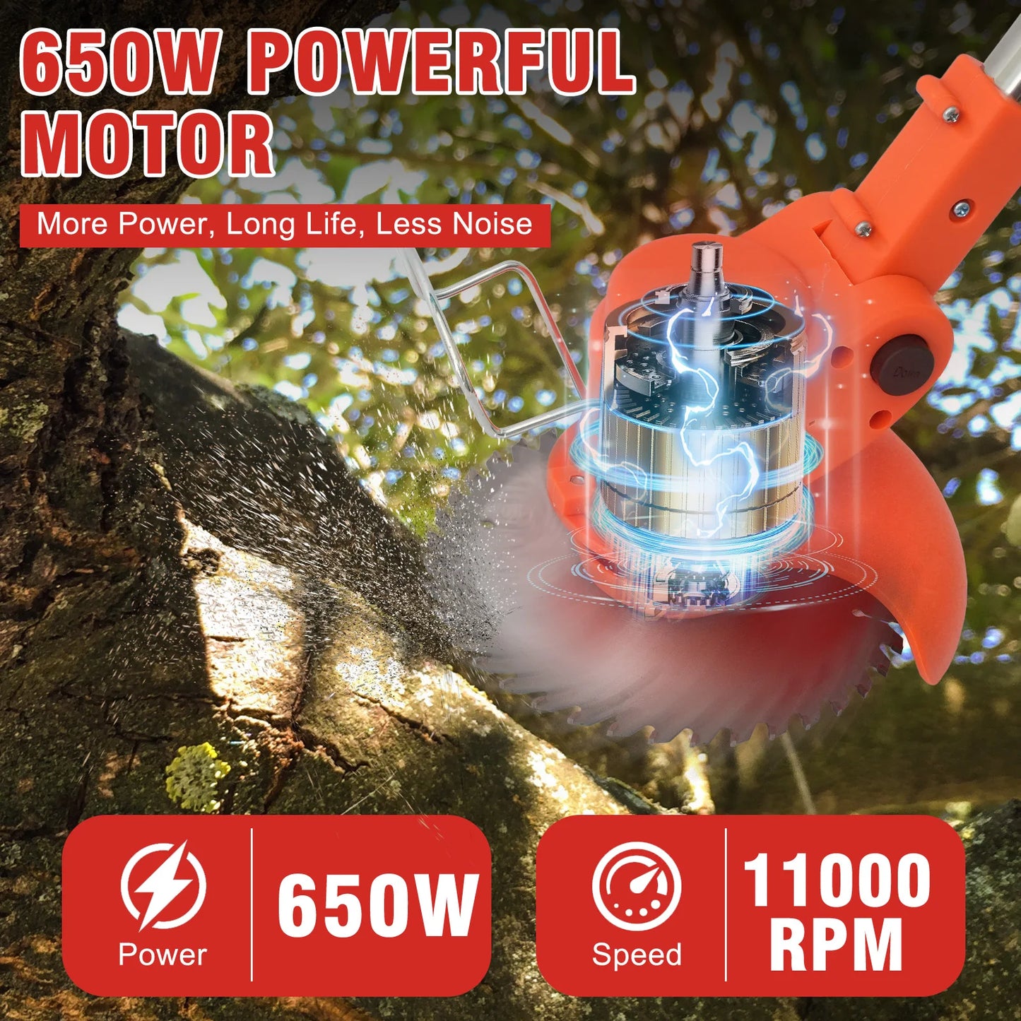 21V Cordless 3-In-1 Lawn Mower Trimmer Edger With 2x2.0Ah Batteries