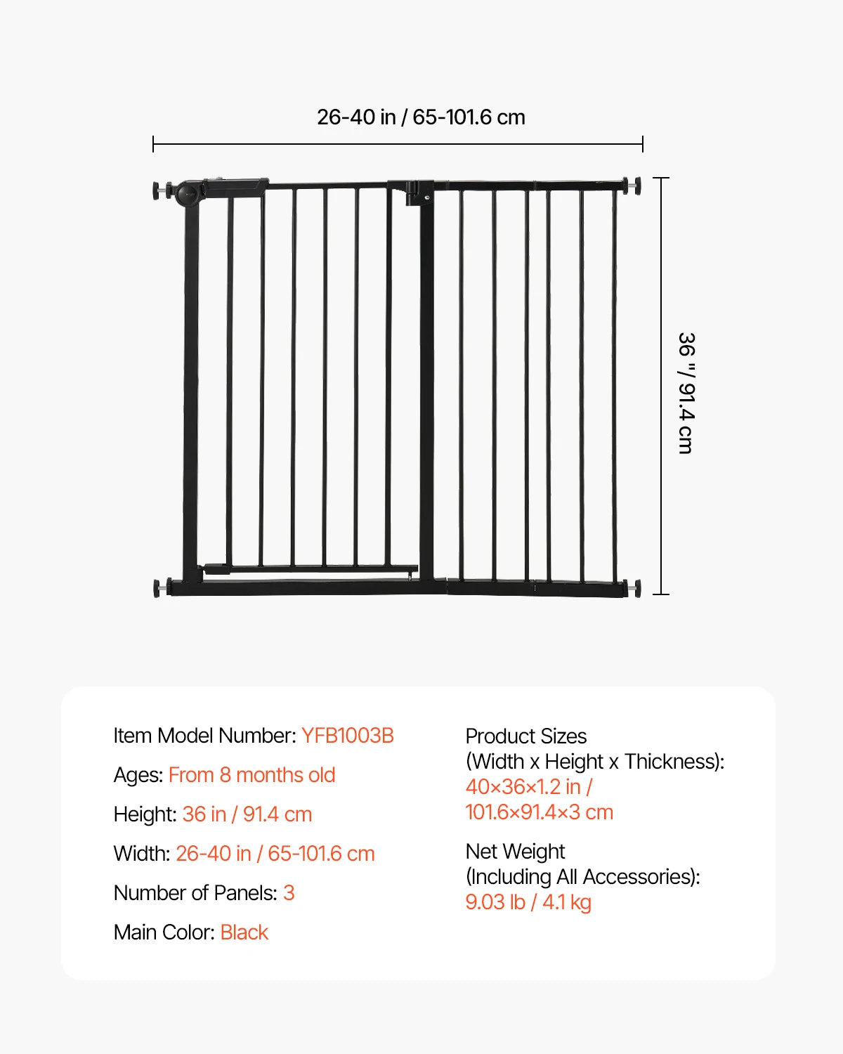 SucceBuy Baby Gate With Pressure Mount Walk Through Pet Safety