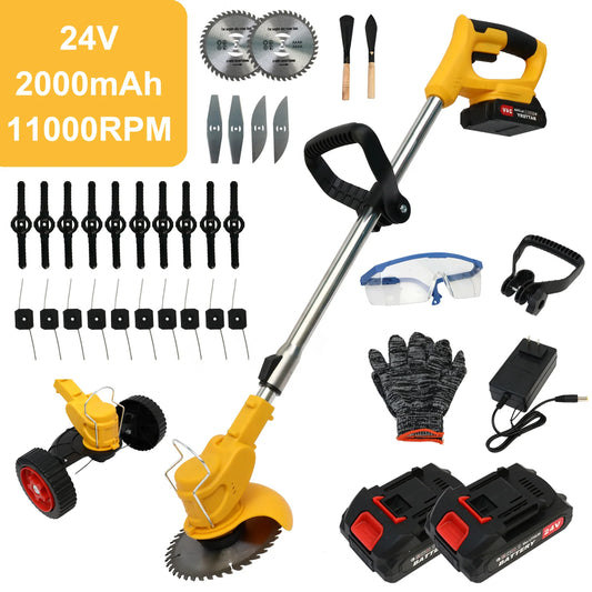 21V Cordless Grass Trimmer 3in1 Edger Mower With 2x2Ah Batteries Charger